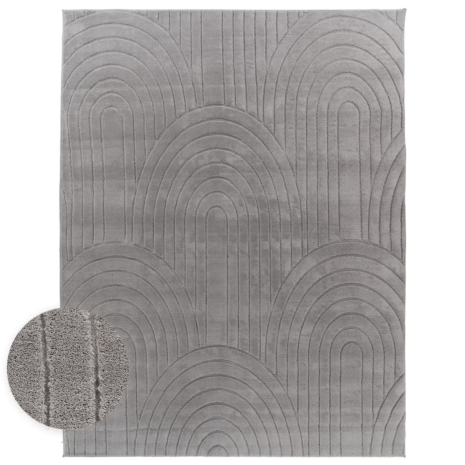 TT Home Alfombra Habitación Salon Pelo Largo Estilo Nordico Abstract Monocromo Lavable, Gris 1, 160x220 cm