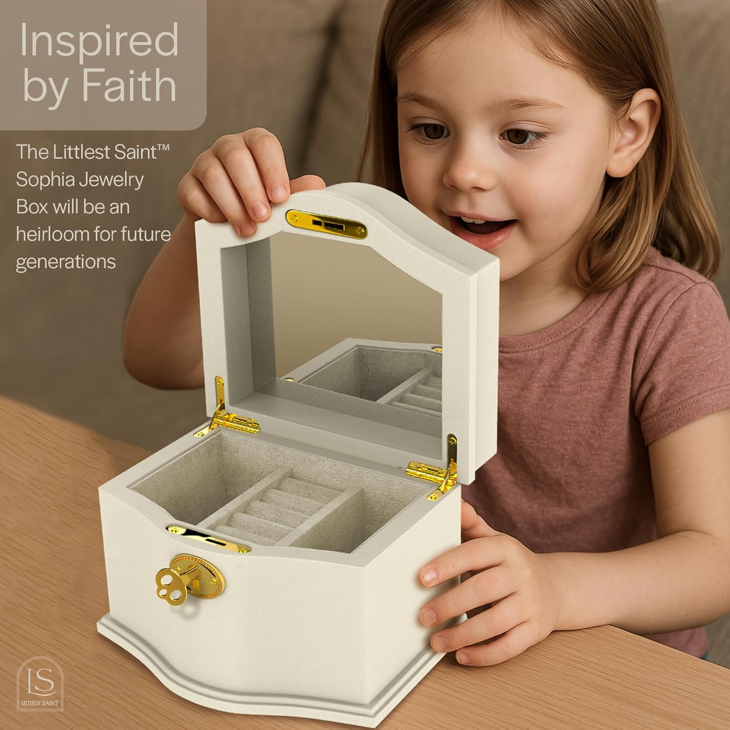 Sophia Box by The, Luxury Baptism Gift for Girls, Christian Keepsake Jewelry Box for Christening or Dedication, Sentimental Gift from Godparents, Family, or Friends Keepsake Box - Image 2