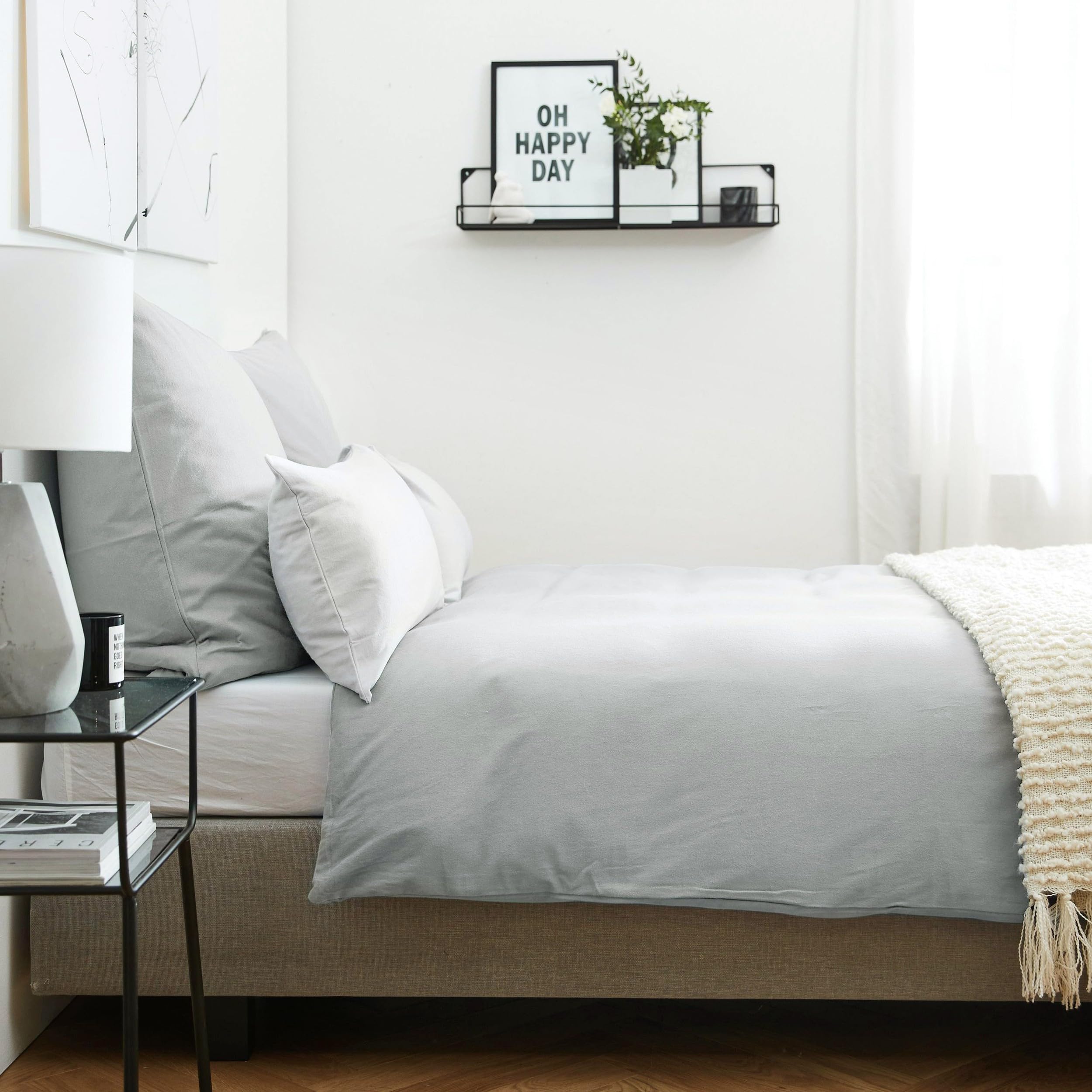 Letto contenitore Tessuto BAJONNA 160 x 200 cm Grigio chiaro