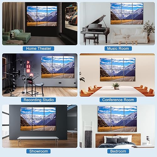 Miniatura 4 de Paquete de 6 paneles acústicos artísticos de espuma de pared insonorizados, paneles absorbentes de sonido de 72 x 48 pulgadas, bloqueador de sonido