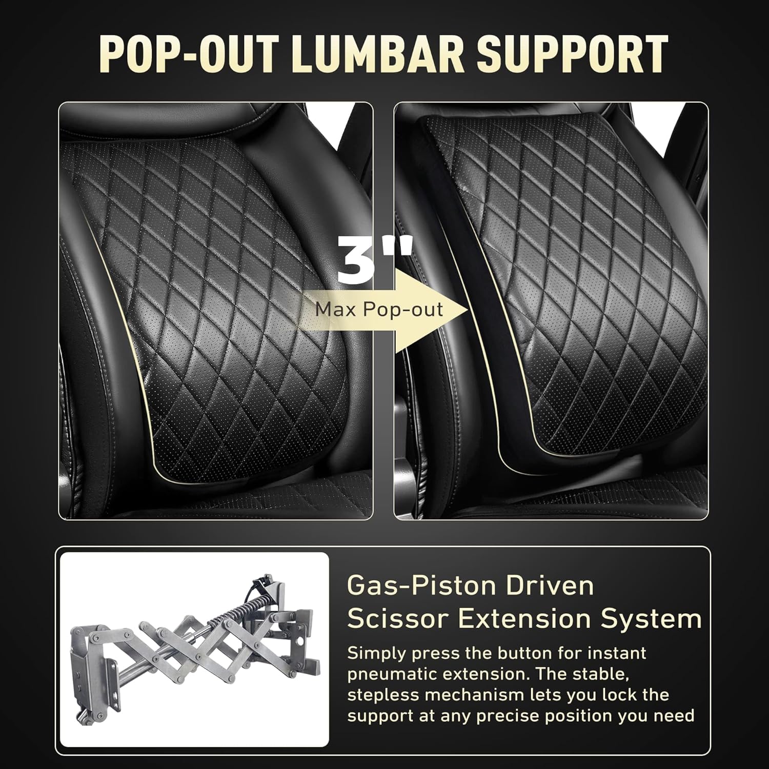 Big and Tall Office Chair 650 lb Capacity, Ergonomic High-Back Executive Desk Chair with Adjustable Pop-Out Function, PU Leather Computer Chair, Black