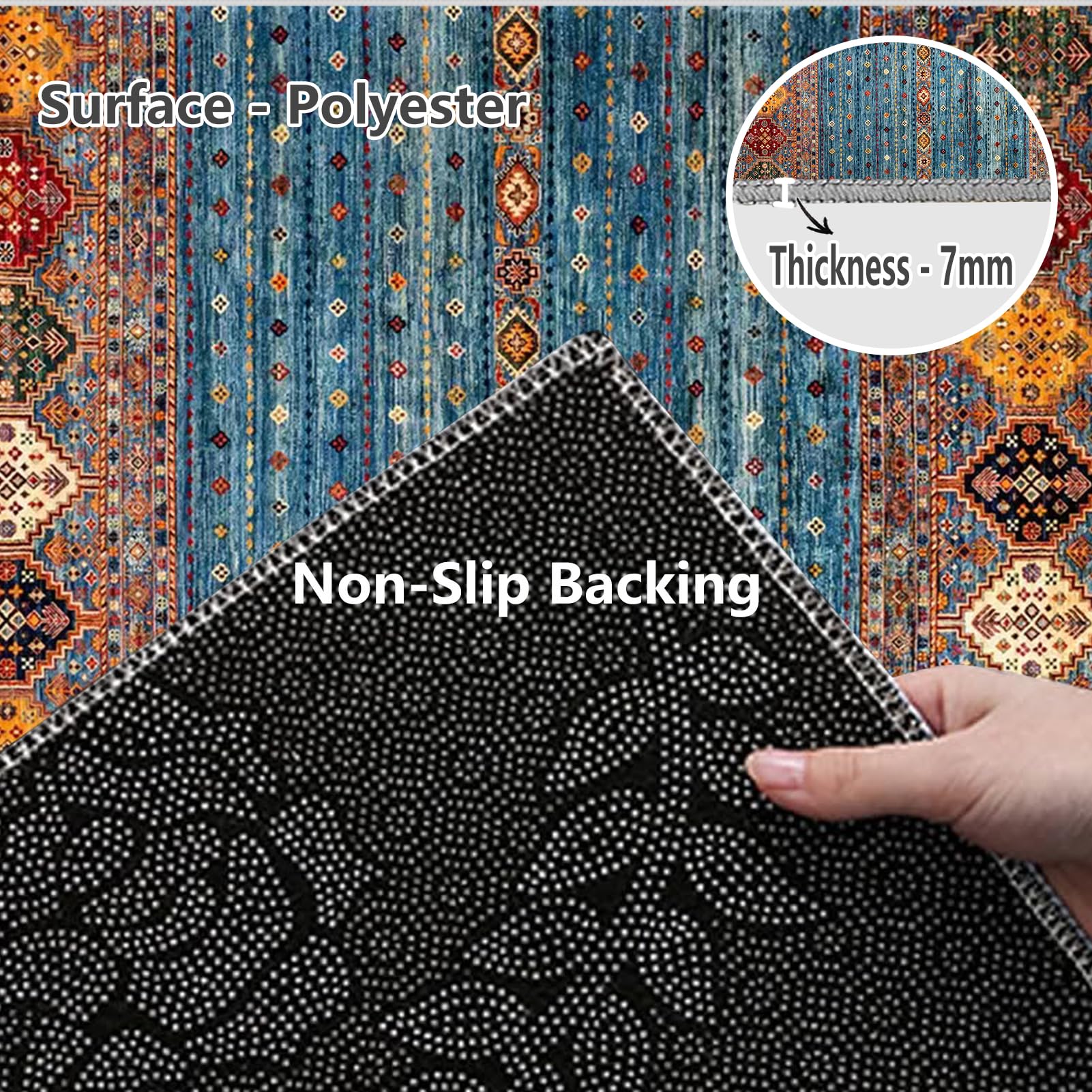 Teppich Läufer Flur rutschfest Waschbarer Küchenläufer Moderne Geometrische Teppichläufer Lang Große Teppiche für Flur, Küche, Wohnzimmer, Büro, Schlafzimmer 70 x 230 cm