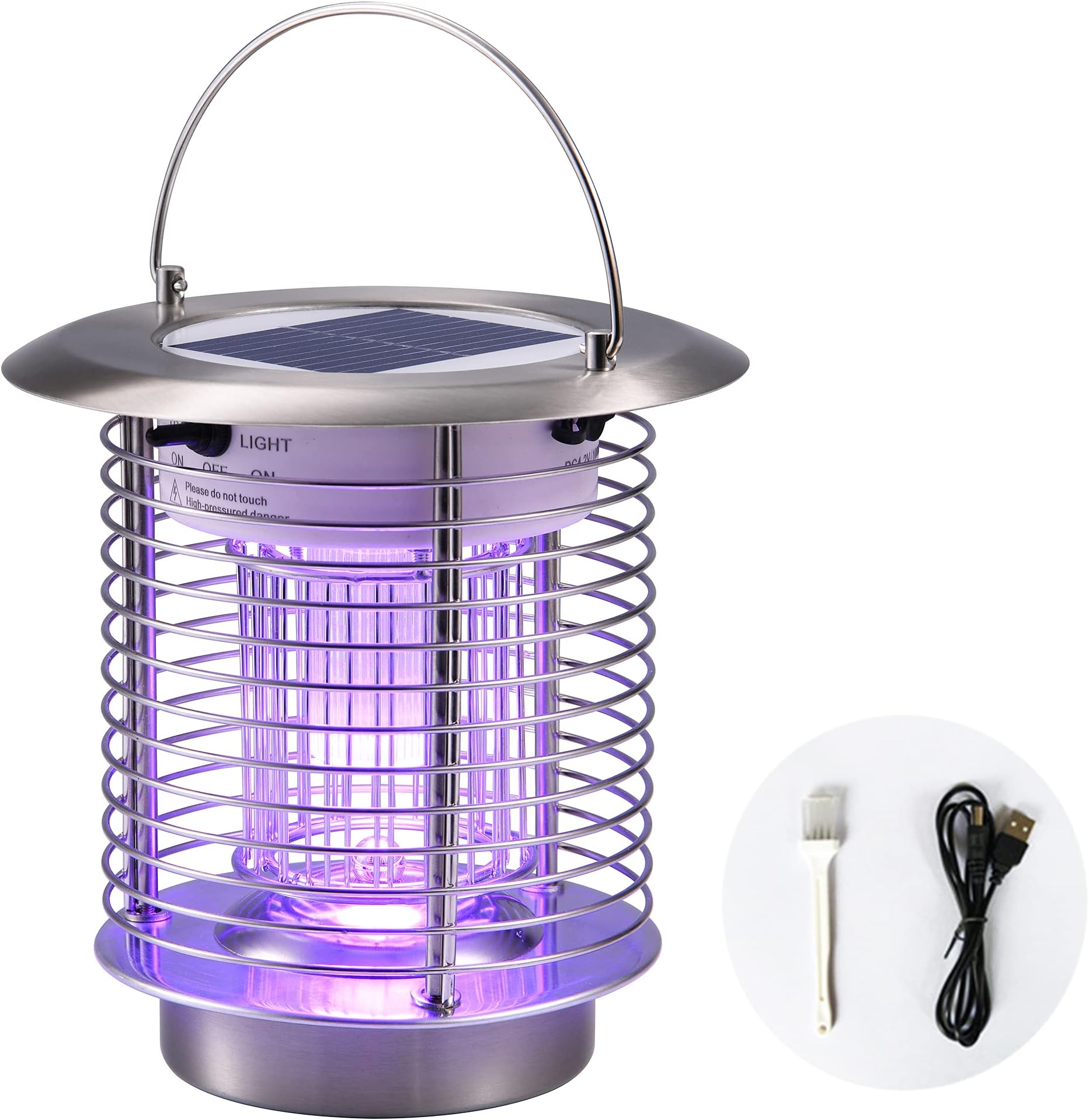 Solar Power Mosquito Lamp Indoor Outdoor Electronic Bug Light with Hook to Hangable, for Home Bedroom Garage Kitchen Office Restaurant Hotel