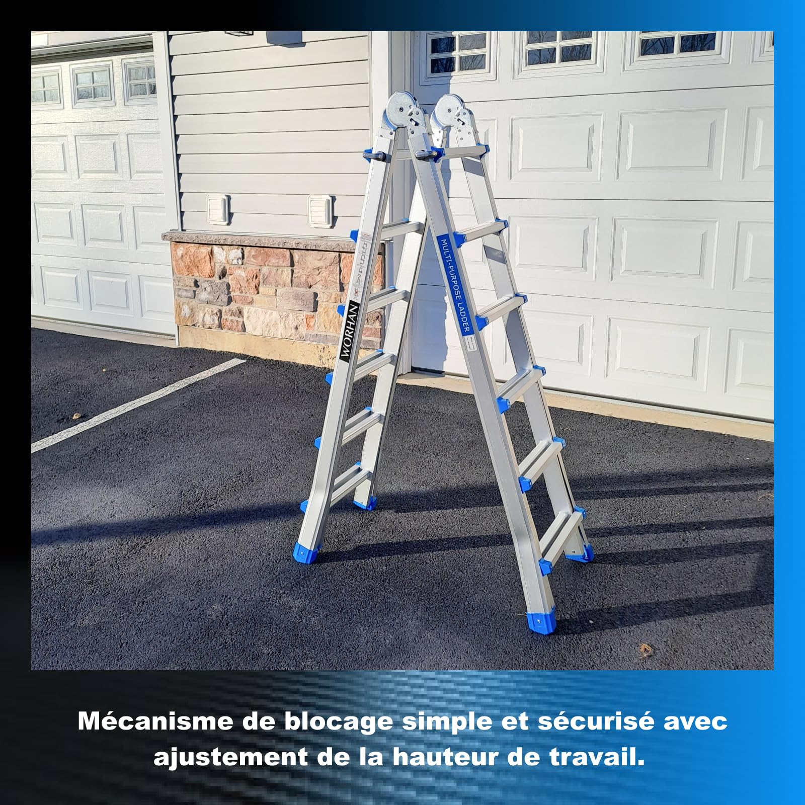 Echelle de 587cm Aluminium Telescopique 5.87m A Forme Pliable Polyvalente Escabeau Robuste L6