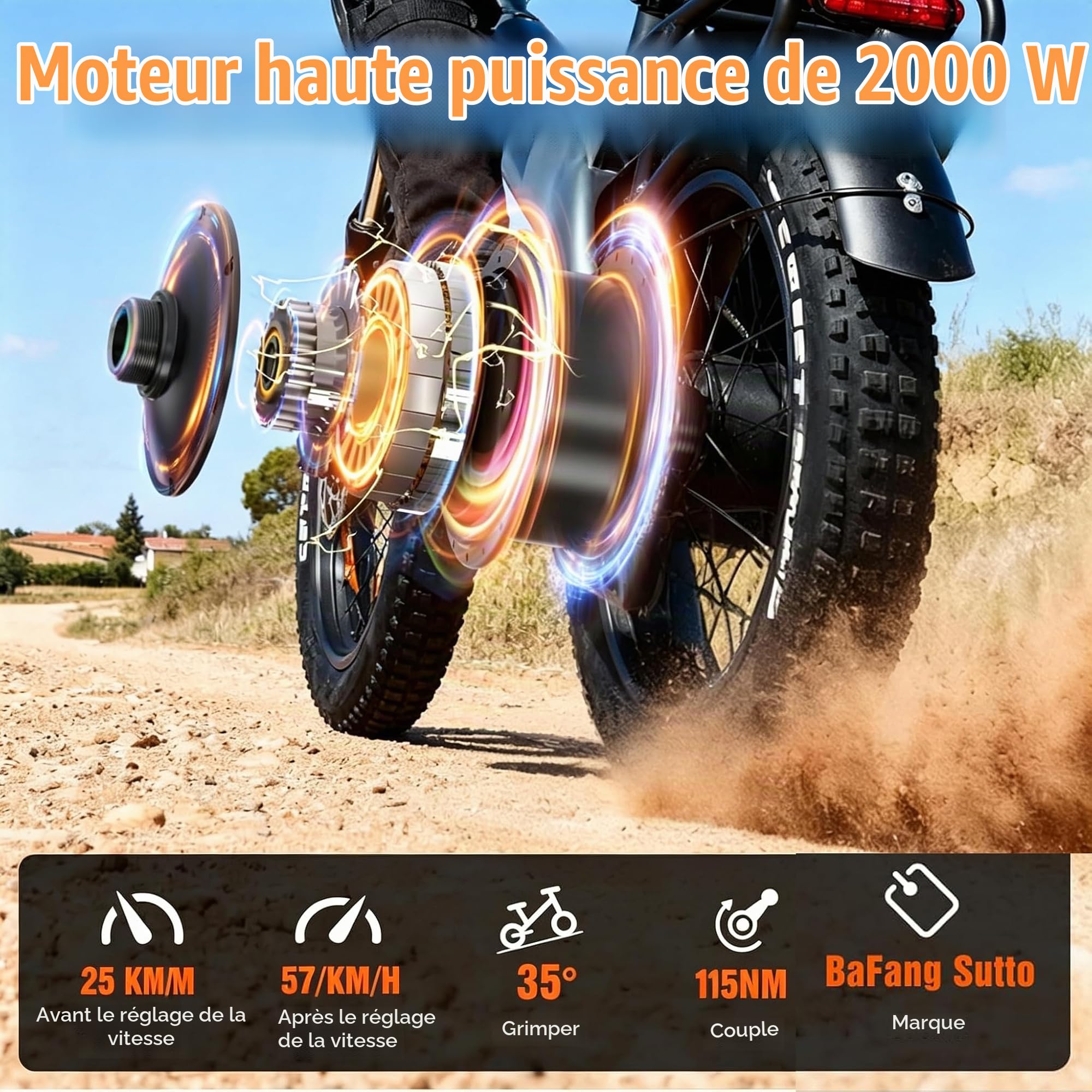 HX Q3 Vélo électrique Homme Femme Ville,20''x4'' Fat E Bike,115Nm,VTT Electrique Adulte,48V 20Ah Batterie Amovible,120KM,Suspension Intégrale & Freins Hydrauliques,7 Vitesses,Porte‑Bagages arrière