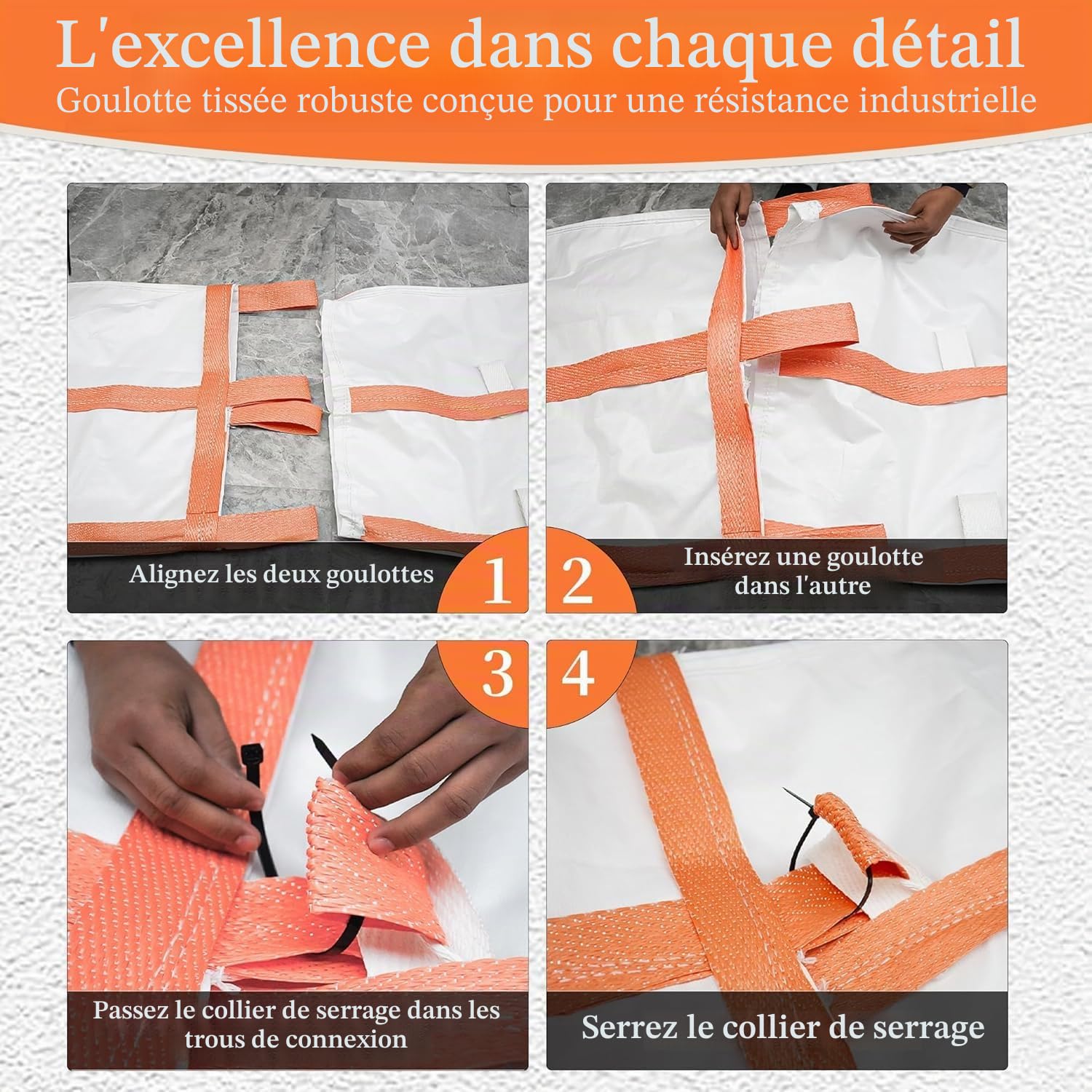 Goulotte à Gravats 400cm,avec 8 Attaches-Câbles,pour Le Transport de Restes de Ciment,Déchets,Orange-Rouge