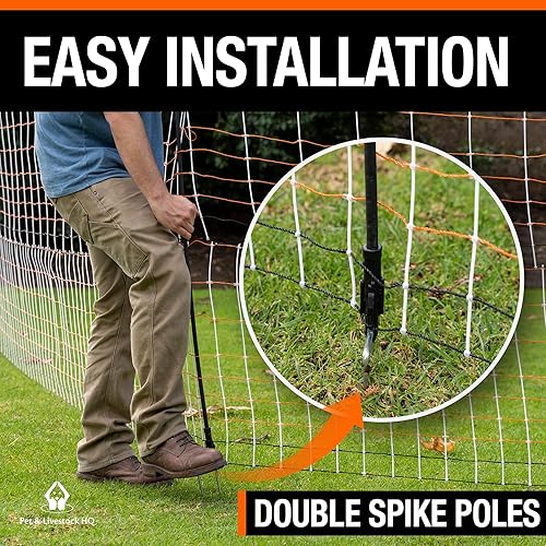 Miniatura 3 de Pet & Livestock HQ Valla eléctrica semirrígida de alta calidad para aves de corral, 48 x 164 pies, cercado eléctrico portátil premontado para pollo,