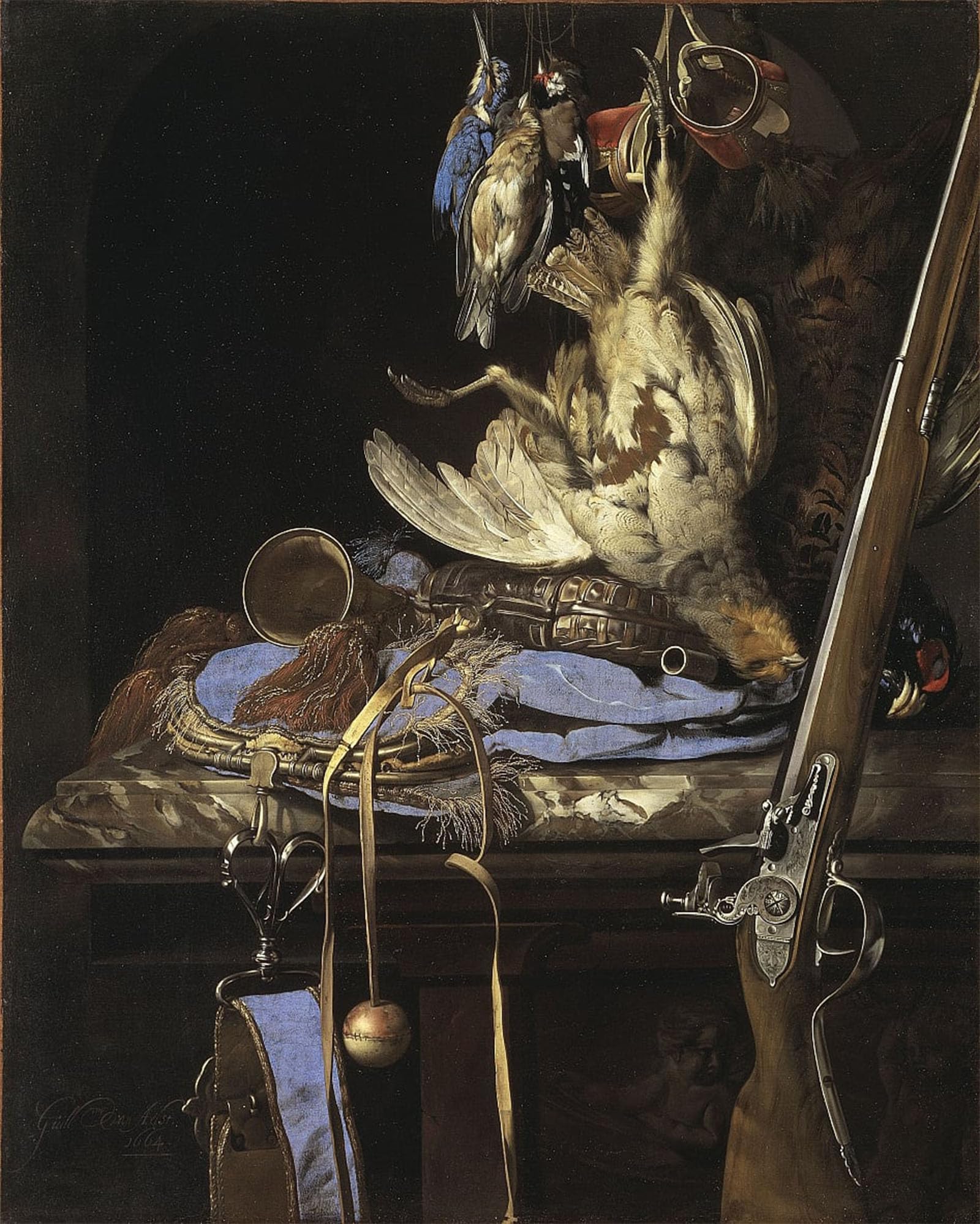 ARTXLXXBN Famous Art Print Poster Vintage Wall Art Game with Hunting Equipment in a Niche by Willem Van Aelst Canvas Art Poster for Home Decor 60x90cm