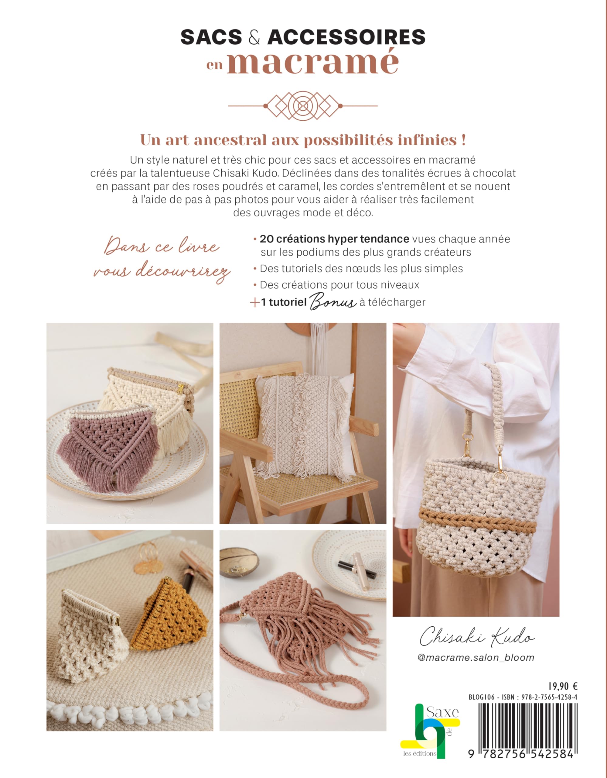 Sacs & accessoires en macramé: 20 projets tendance en pas-à-pas