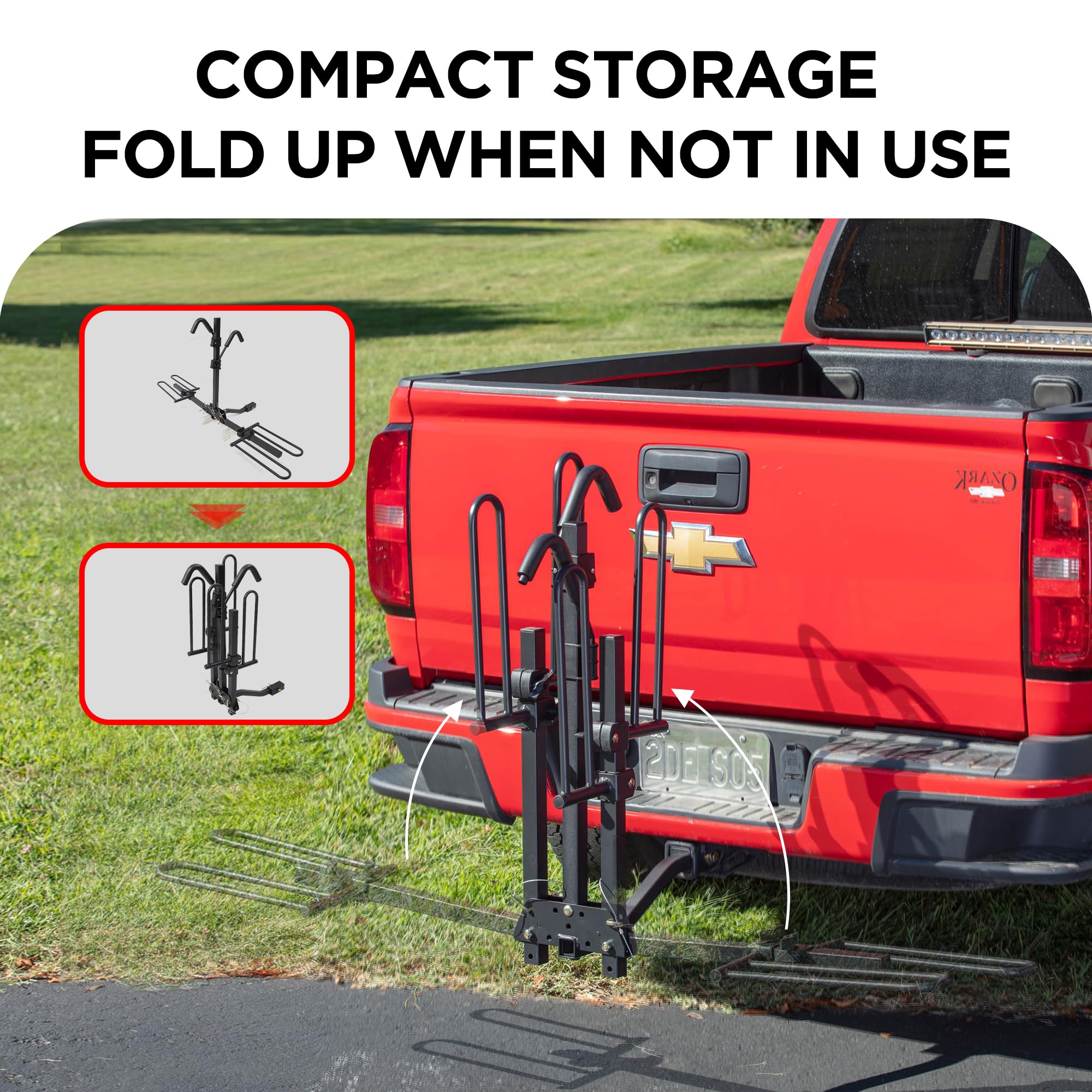 Young 2 Bike Rack Hitch Mount Foldable Platform Style, Bicycle Carrier for Cars SUVs Trucks Vans, 80 lbs. Capacity