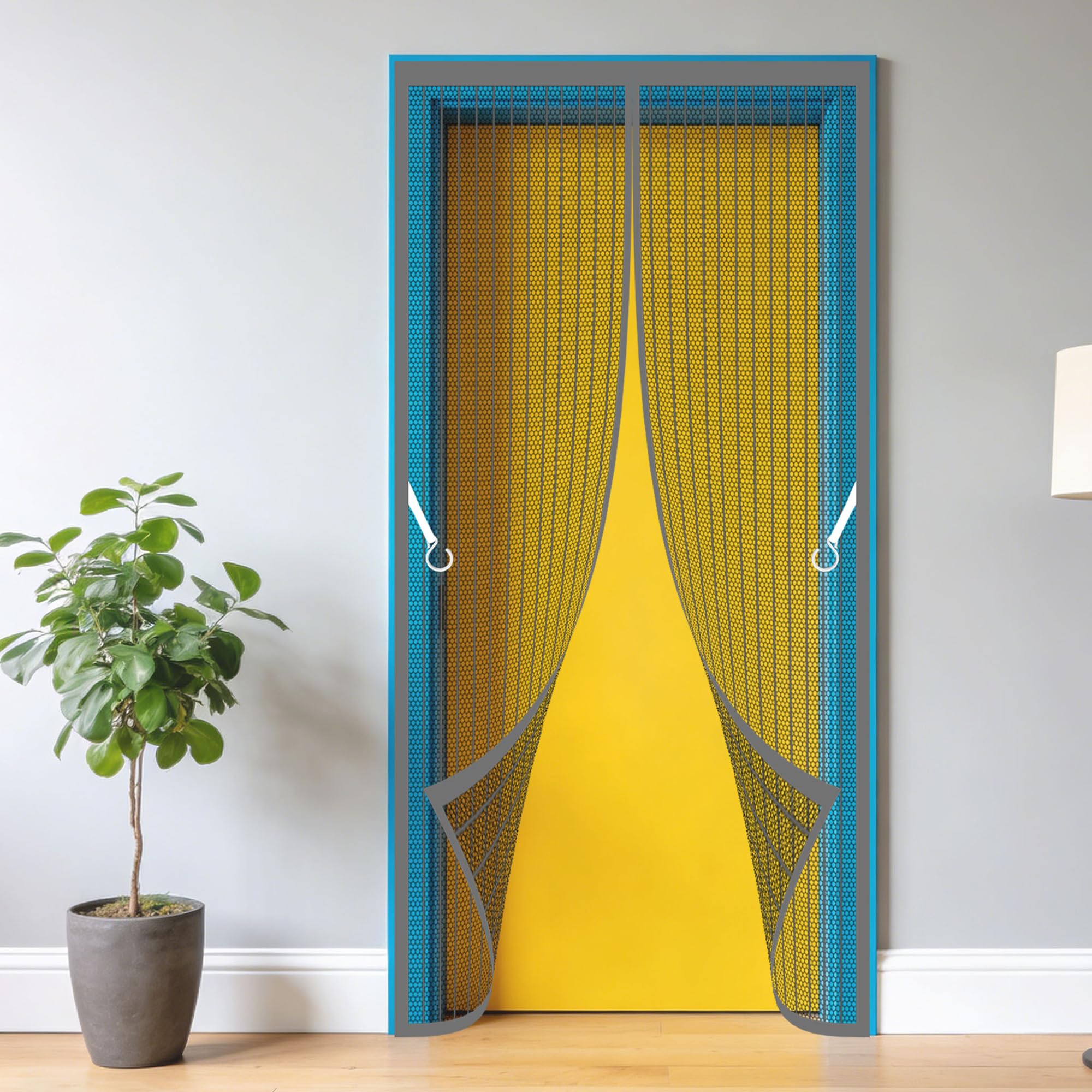 Fly Screen for Doors 80 x 262 cm Self Sealing, Hands Free Polyester Magnetic Door Fly Screen Curtain Keeps Flies Mosquitoes Out for Living Room, Bedroom, Patio, Grey
