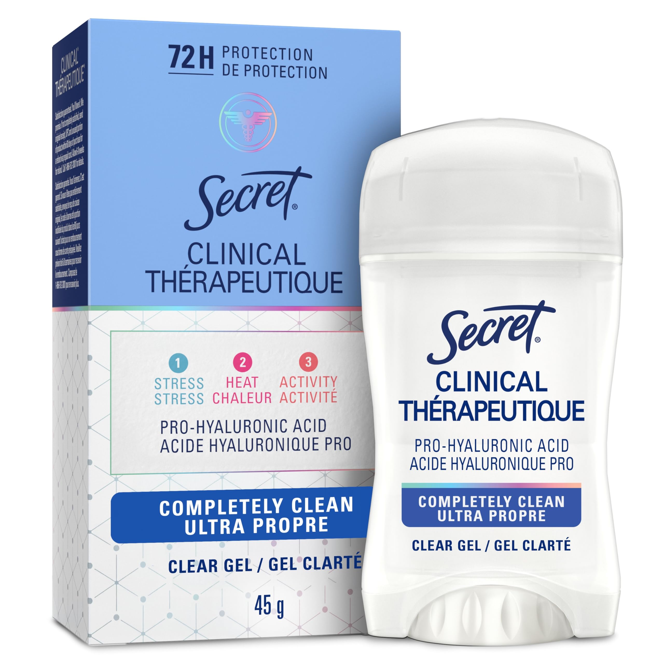 Secret Clinical Strength Clear Gel Antiperspirant and Deodorant, Completely Clean, 45 g - 1