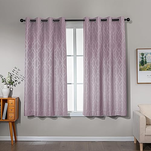 Tienda Basics Cortinas Jacquard 100% opacas de 2 piezas, cortinas para sala de estar y dormitorio, tratamiento de ventana con aislamiento térmico,