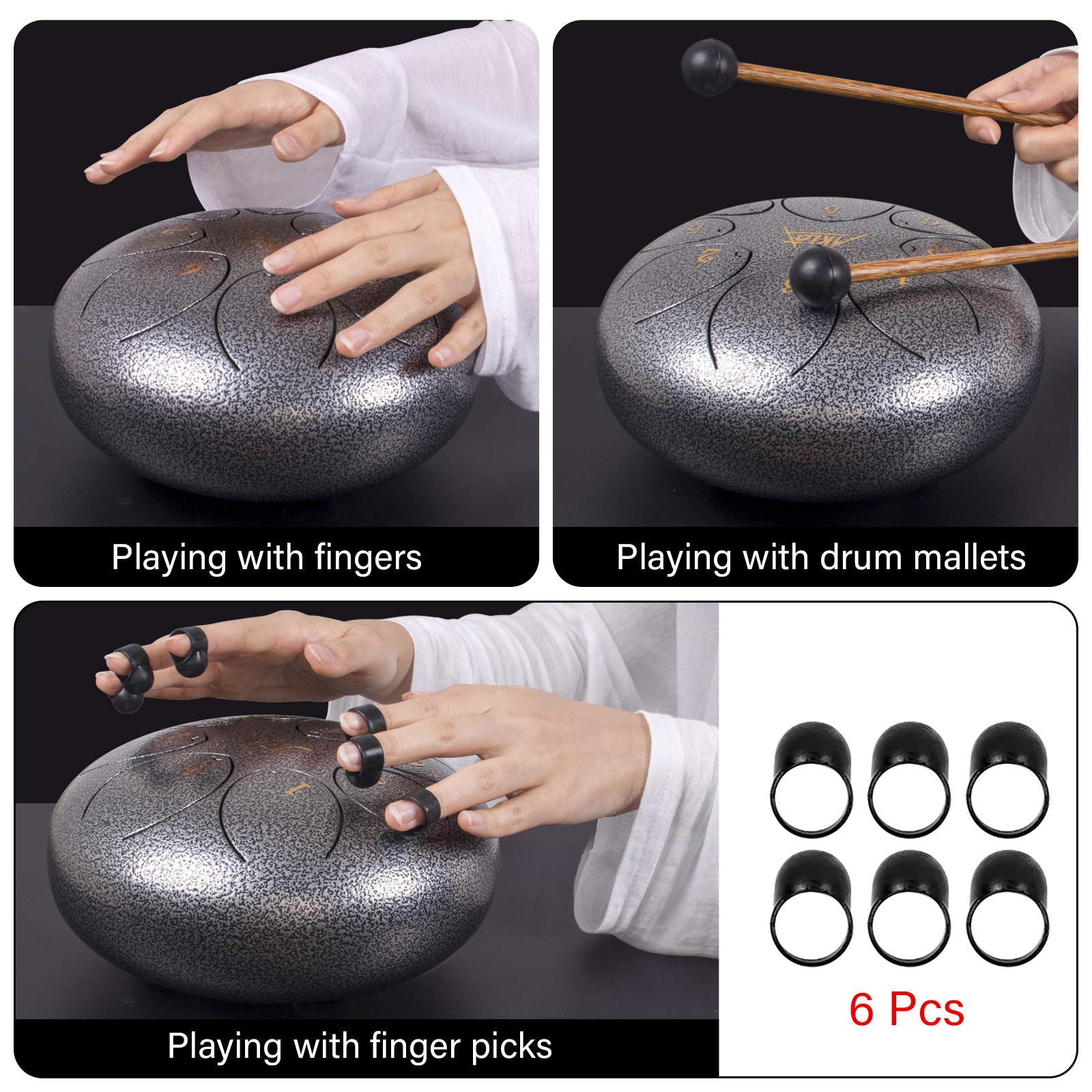 AKLOT - Tamburo per lingua, in acciaio, 8 note, 8 note, con percussioni in acciaio, con percussioni e battenti per tamburo