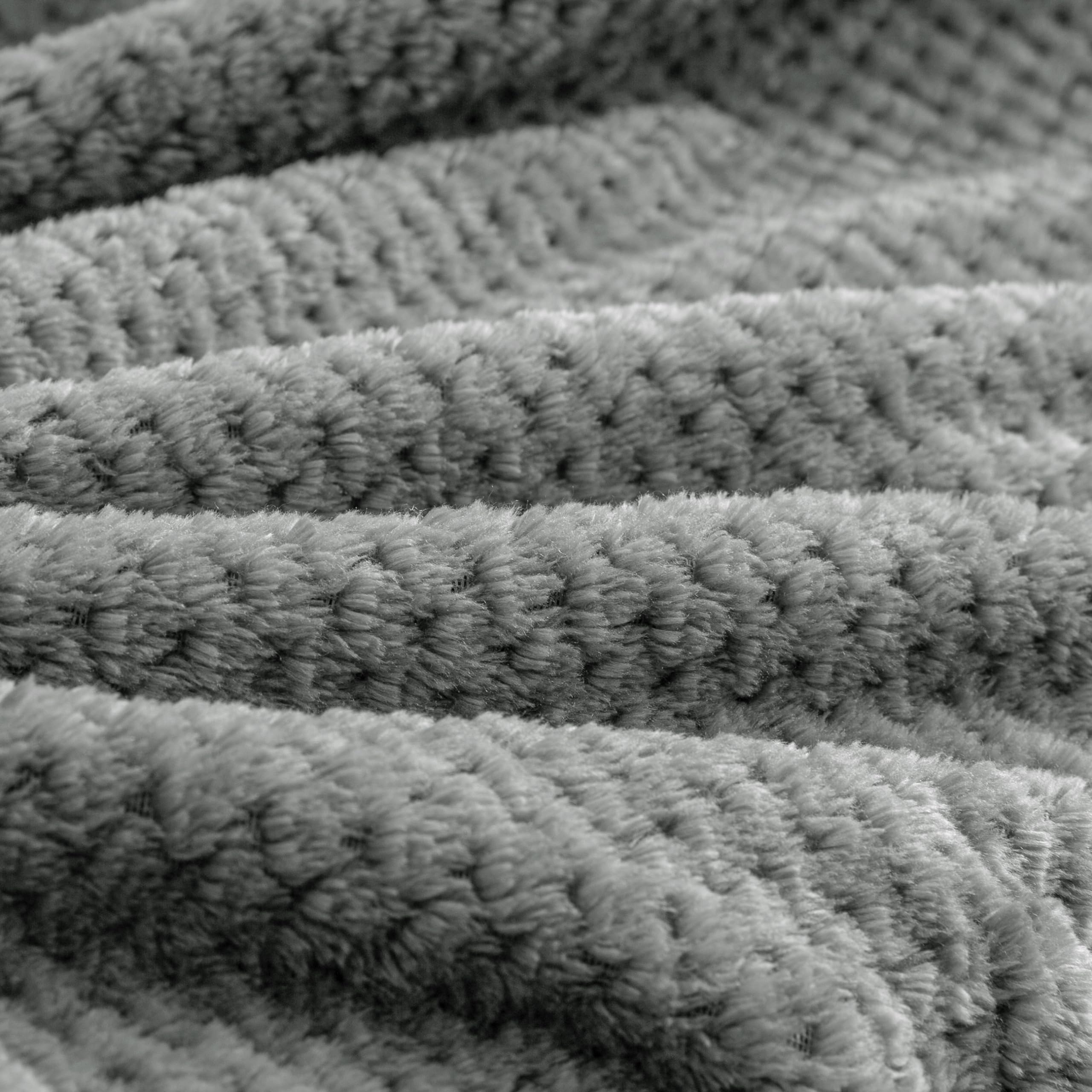 BEDELITE Travel Blanket with Bag, Jacquard Fleece Blanket 65"x40", Grey view 6