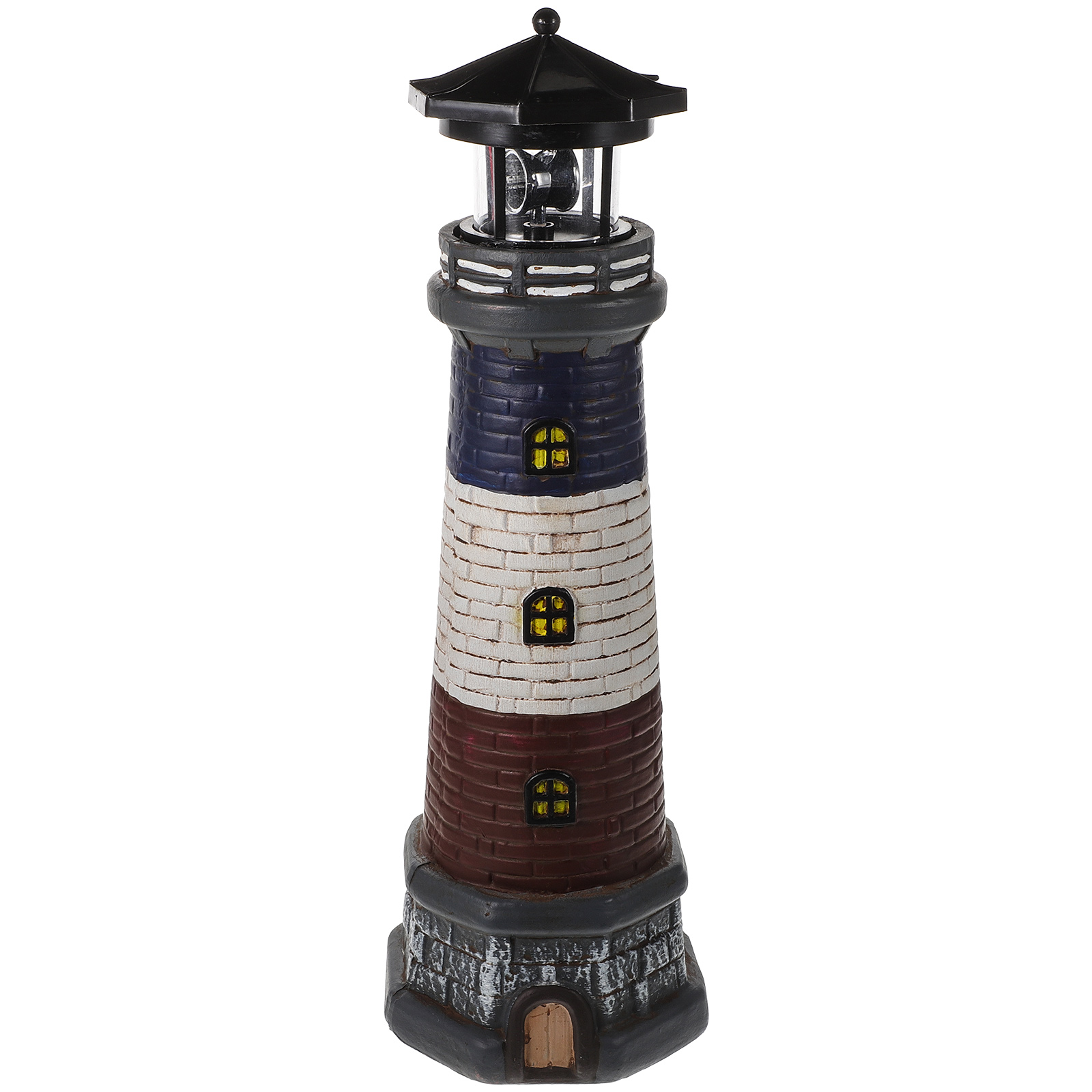 Image of DOITOOL Solar Rotating Lighthouse Outdoor Lantern Garden Decor Resin Street Light - Black