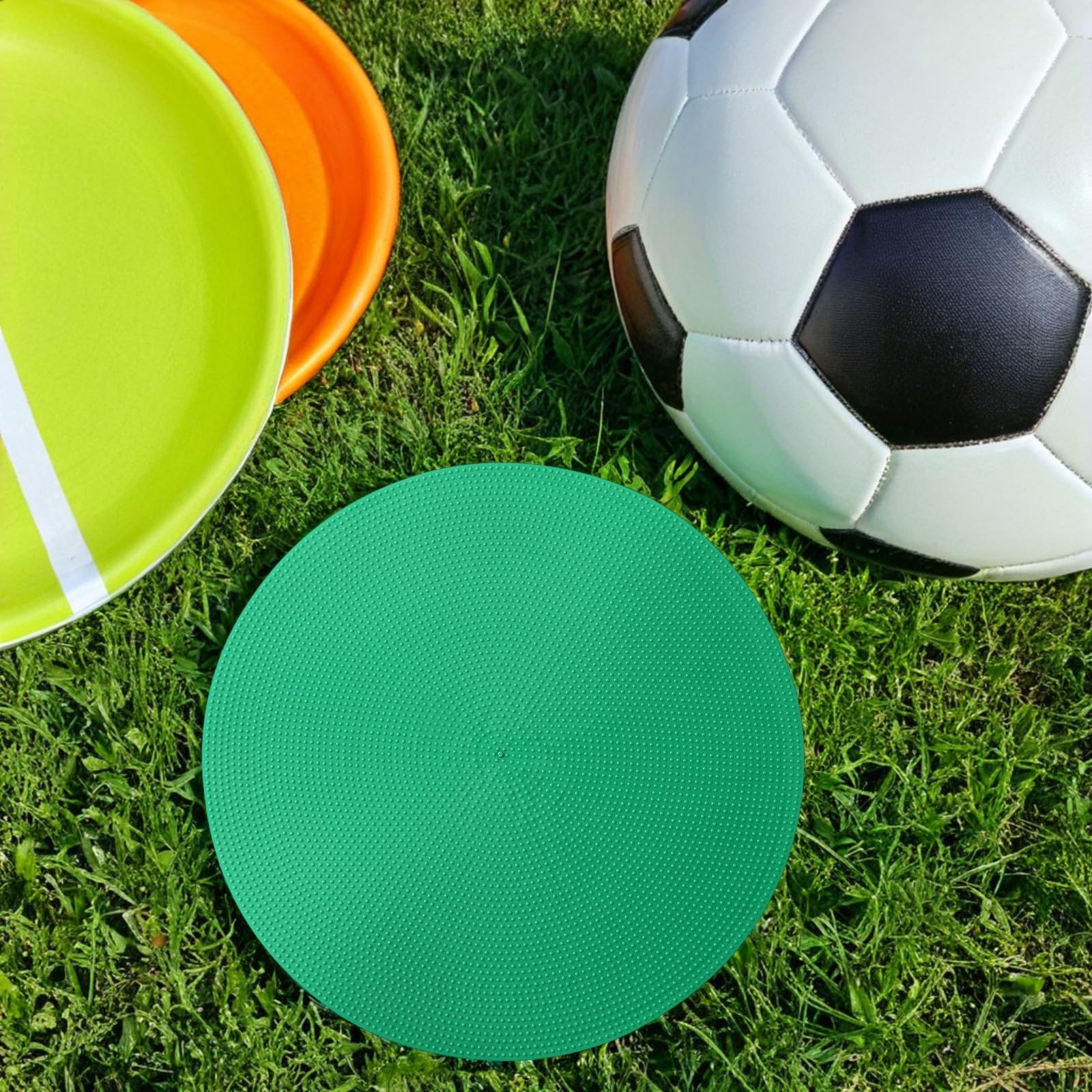 SEWACC 18 Piezas Marcadores de Disco Planos de 23cm para Entrenamiento de Fútbol Diseño Compacto y Construcción Resistente al Clima, Ideales para Práctica y Actividades en Aula