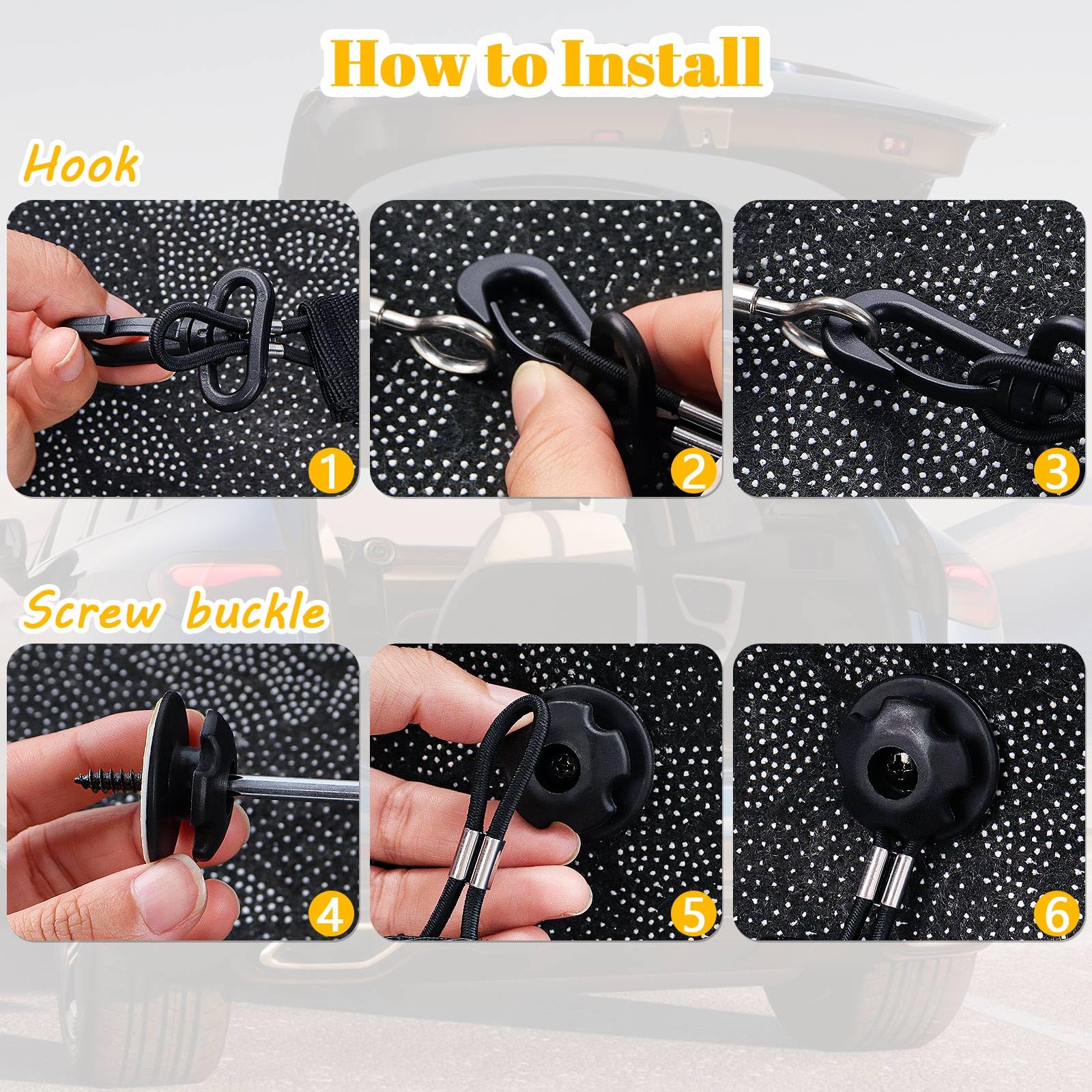 Filet De Rangement Extensible Pour Coffre De Voiture - Jusqu'à 120x50cm, Sac Maille Élastique Avec 4 Crochets, Noir 90x40cm