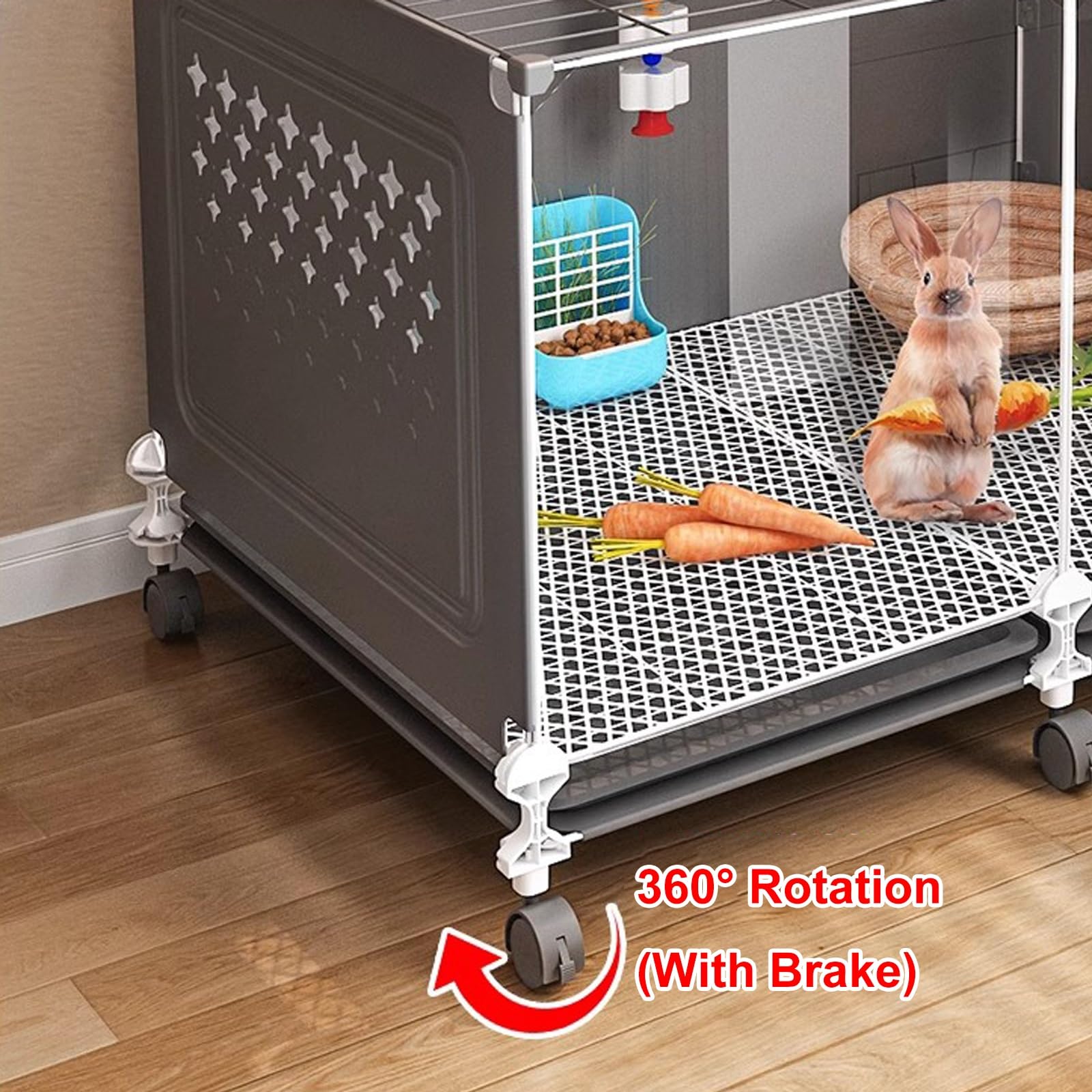Gabbia di coniglio portatile con ruote, recinzione per animali domestici 41x18 pollici per piccoli animali, assemblaggio facile e vassoio pulito, design ventilato per conigli Chinchillas Guinea Maiali