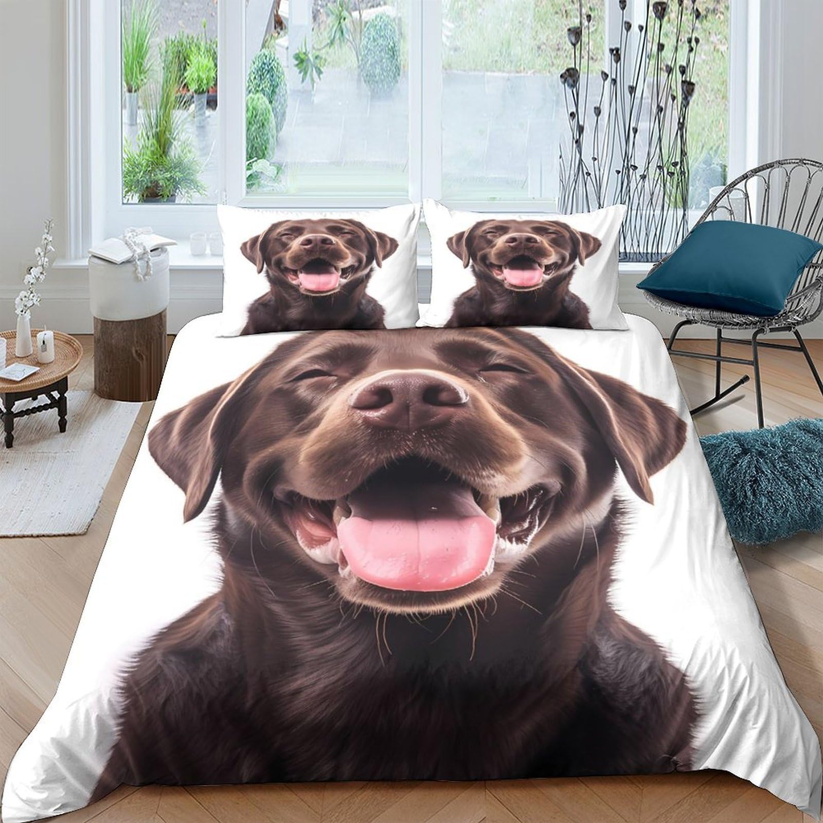 Ctjqhvkz Style-8 3D Printed Chocolate Labrador Dog Fitted Sheet Microfiber Non-Slip Bed Cover For Bedroom Dorm Mattress Decor Single（135X200cm）