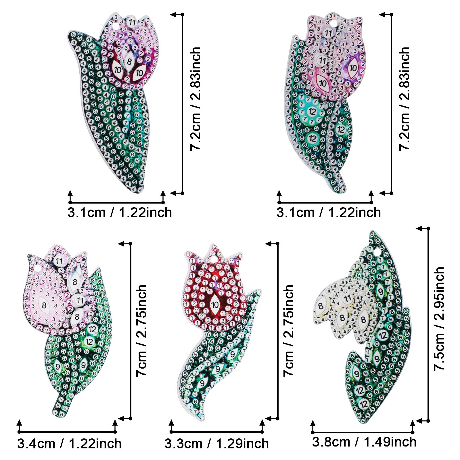5 Pezzi Kit Portachiavi Fai Da Te 5D Diamond Painting Panda, Strass Acrilici, Con Piastra E Colla, Per Decorare Borsa E Zaino - 2