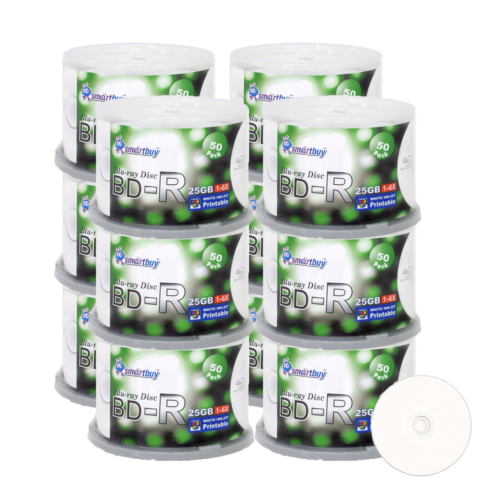 Smartbuy 25gb 6X Bd-r Blu-ray White Inkjet Printable Blank Disc (600-Disc)