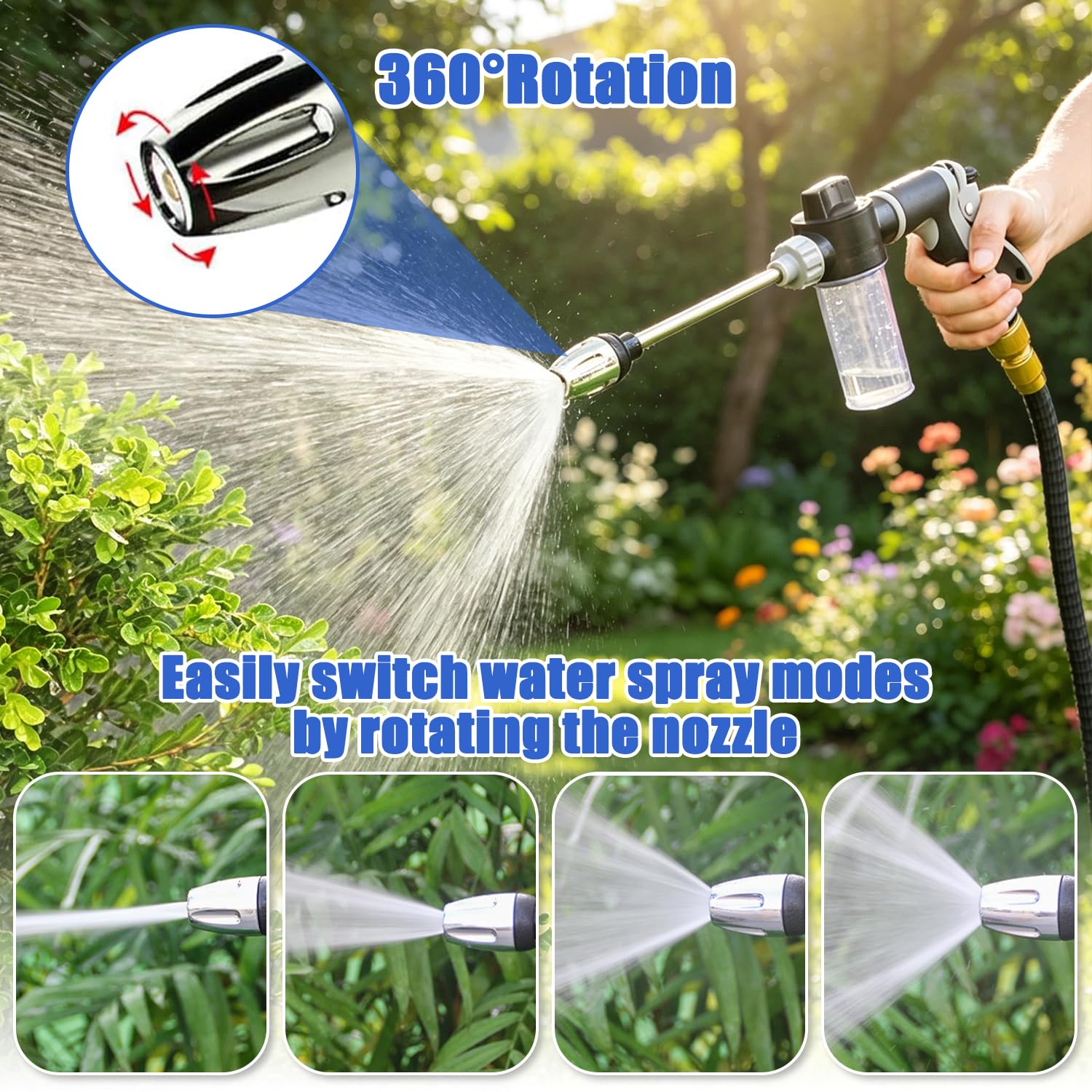 Pistola ad alta pressione Power Jet, TurboWasher per tubo da giardino, Power Jet Pistola ad alta pressione, Pistola Irrigazione Giardino, Pistola da Giardino in Metallo, per lavaggio auto (M1)