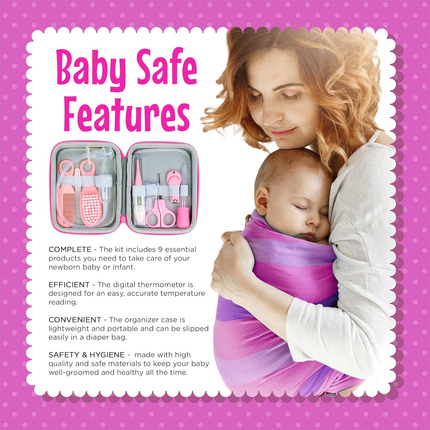 Baby Grooming Health Kit by KAILEXBABY, 10 pcs Portable Nursery Manicure Care Set,Safe Nail Clippers, File, Brush, Comb, Necessities for Newborn Infant Toddler Girl : Baby