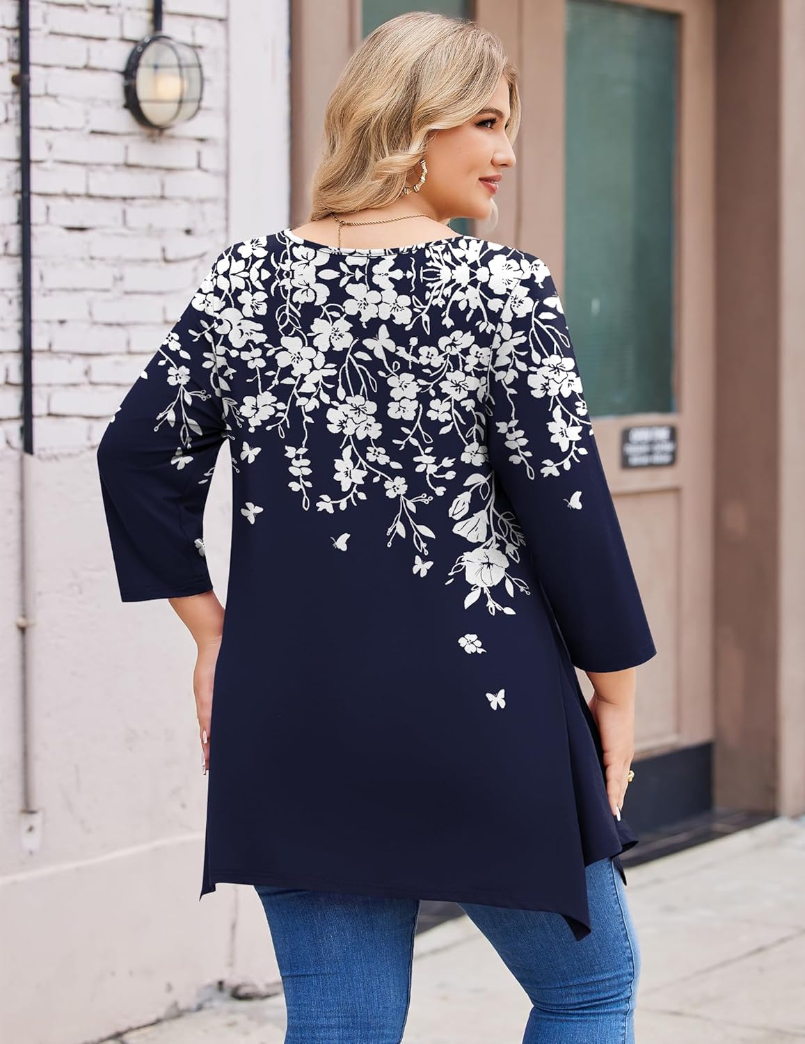 IN'VOLAND Plus Size Tops for Women 3/4 Sleeve Shirts Tunic Tops to Wear with Leggings Loose Fit Summer Fall Clothes - Image 4