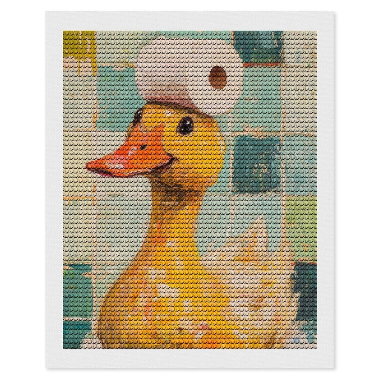 Junmoney Duck with Toilet Paper Hat Crystal Diamond Art Kit 16"x20", Modern Decor, Boho Decor, Wall Art Gift, Decorative Artwork, Creative Hobby