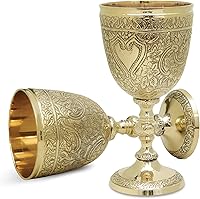 Vista 7 de Copa de vino real de latón macizo, copa de vino real, hecha a mano, decoración medieval, cáliz gótico, paquete de 1 unidad (marrón antiguo)
