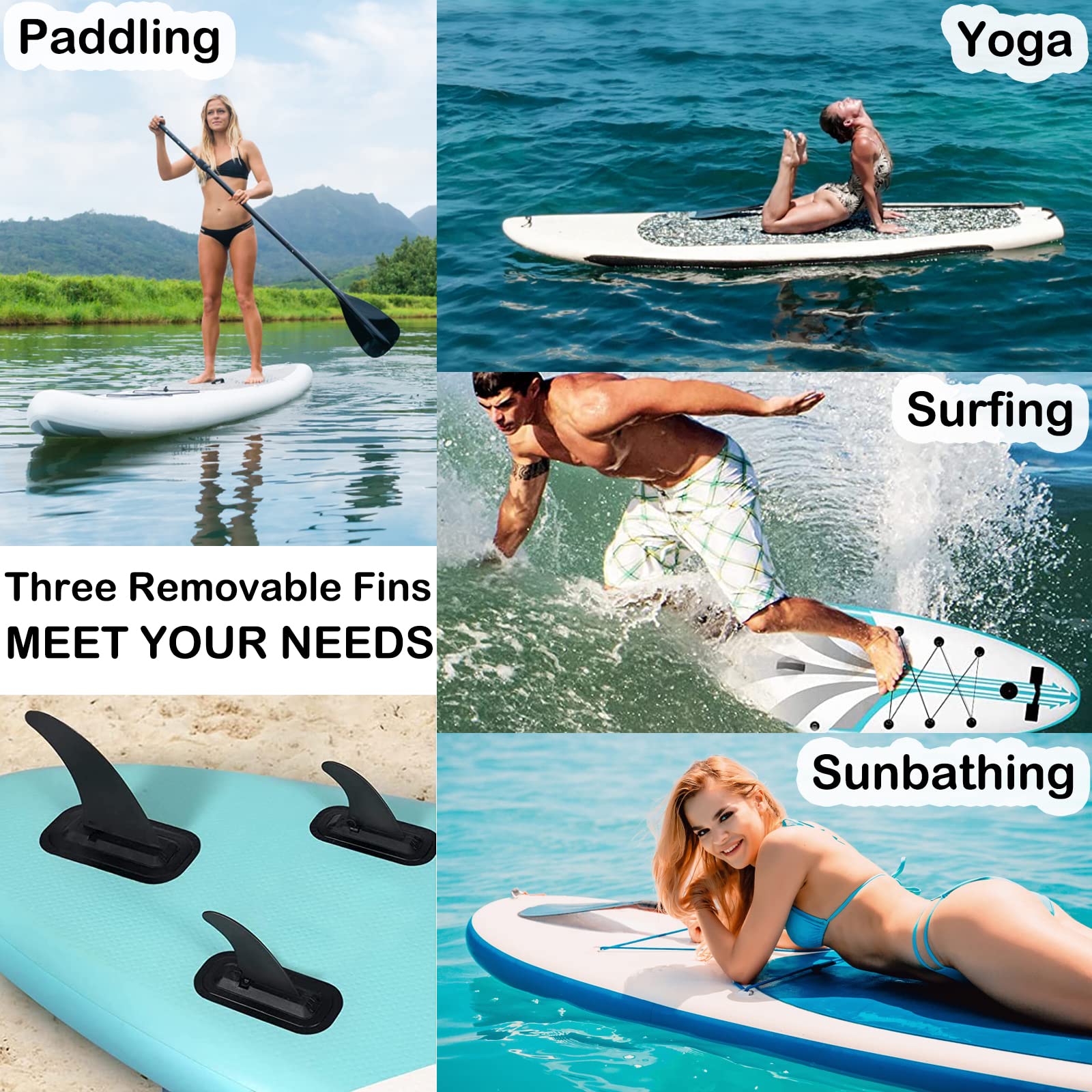 Finne Sup zestaw zapasowy 3 szt. (1 sztuka 22,9 cm i 2 sztuki 11,4 cm), nowy materiał, trwały i odporny na pękanie, zdejmowane szybkie zapięcie, płetwa do większości ISUP