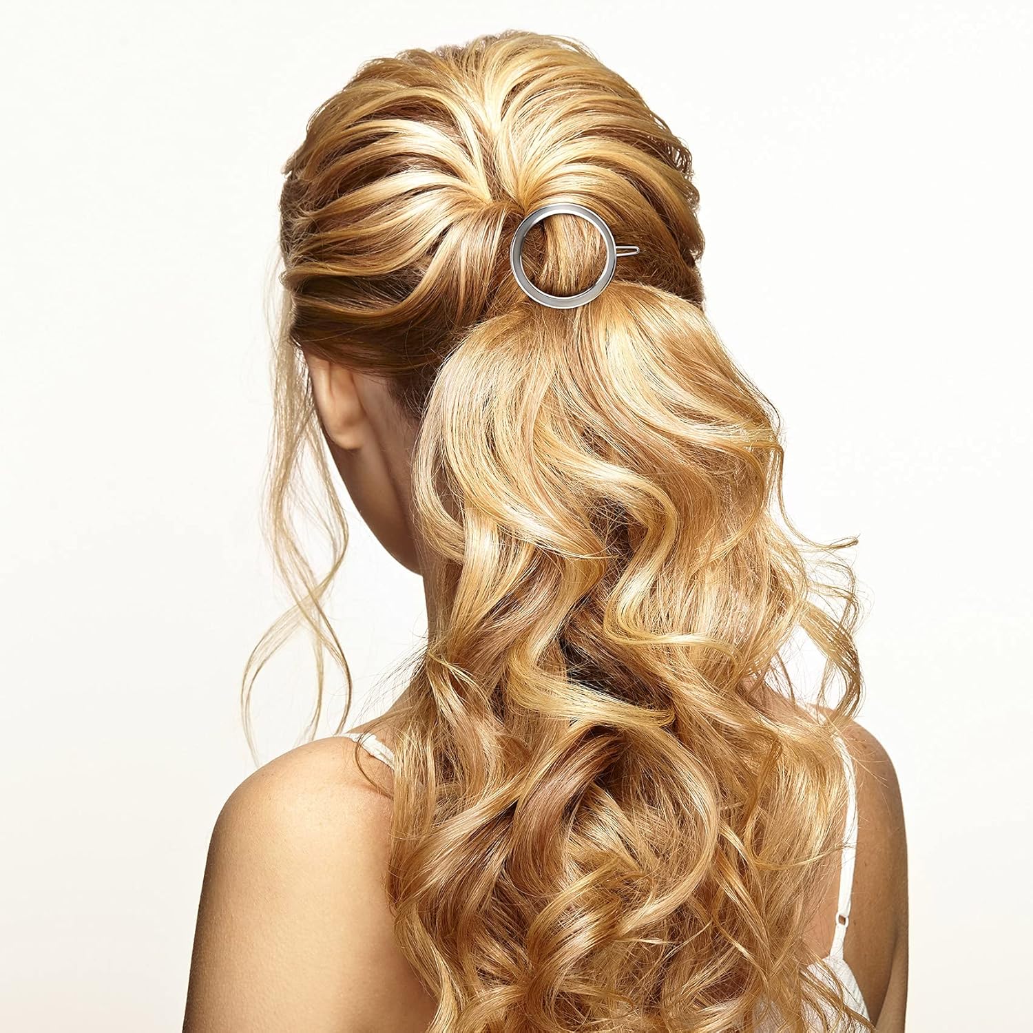 PAGOW 4 Pcs Minimalist Hair Clip for Women, Gold & Sliver Hollow Hoops Round Circle Geometric Metal Hair Clip, Dainty Circle Bobby Pin Ponytail Holder Hair Accessories for Girl - Image 6