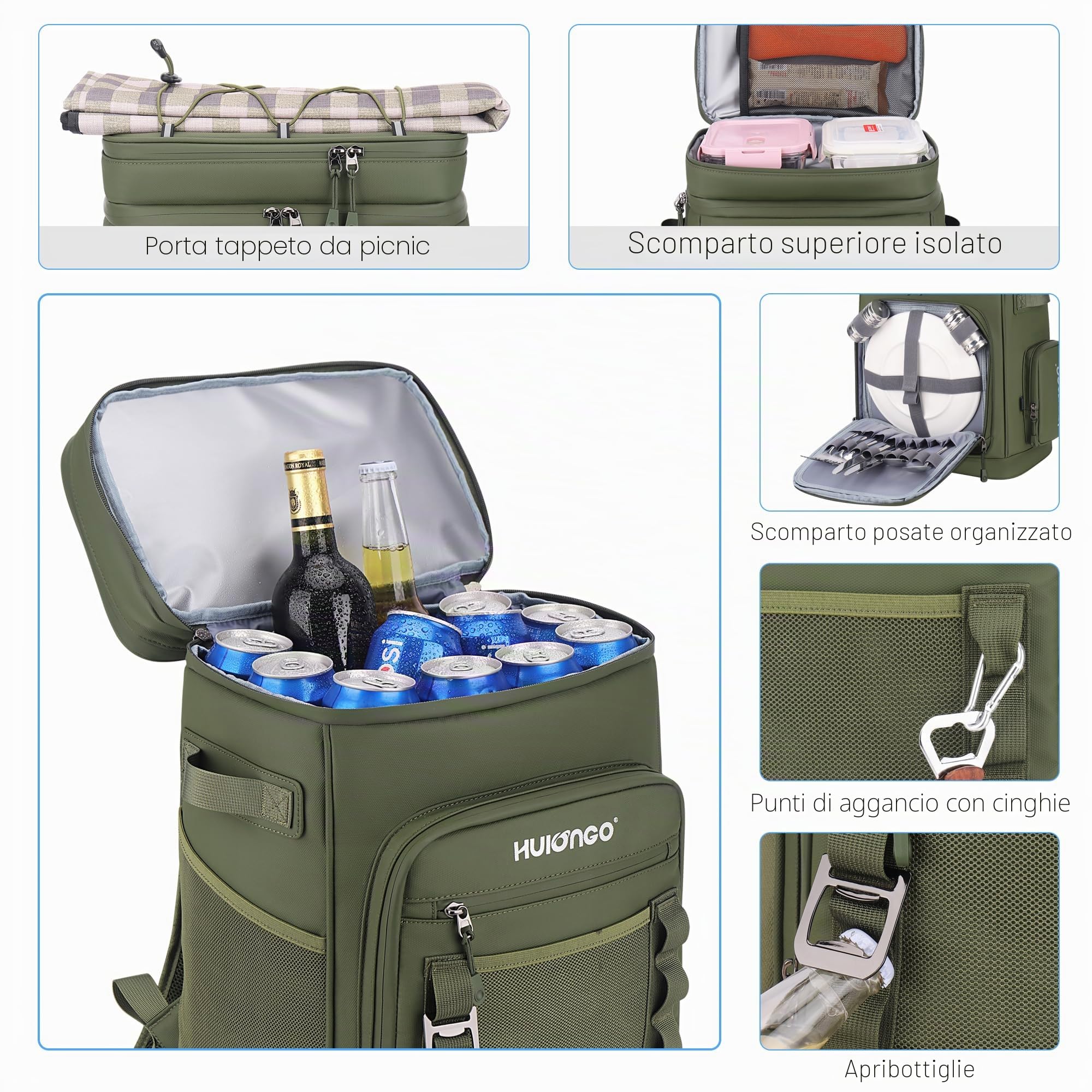 Hulongo Grande Refrigerante Isolato Impermeabile Portatile Borsa Termica a Prova di Perdite per Campeggio, Spiaggia, Pesca, Picnic, Viaggi