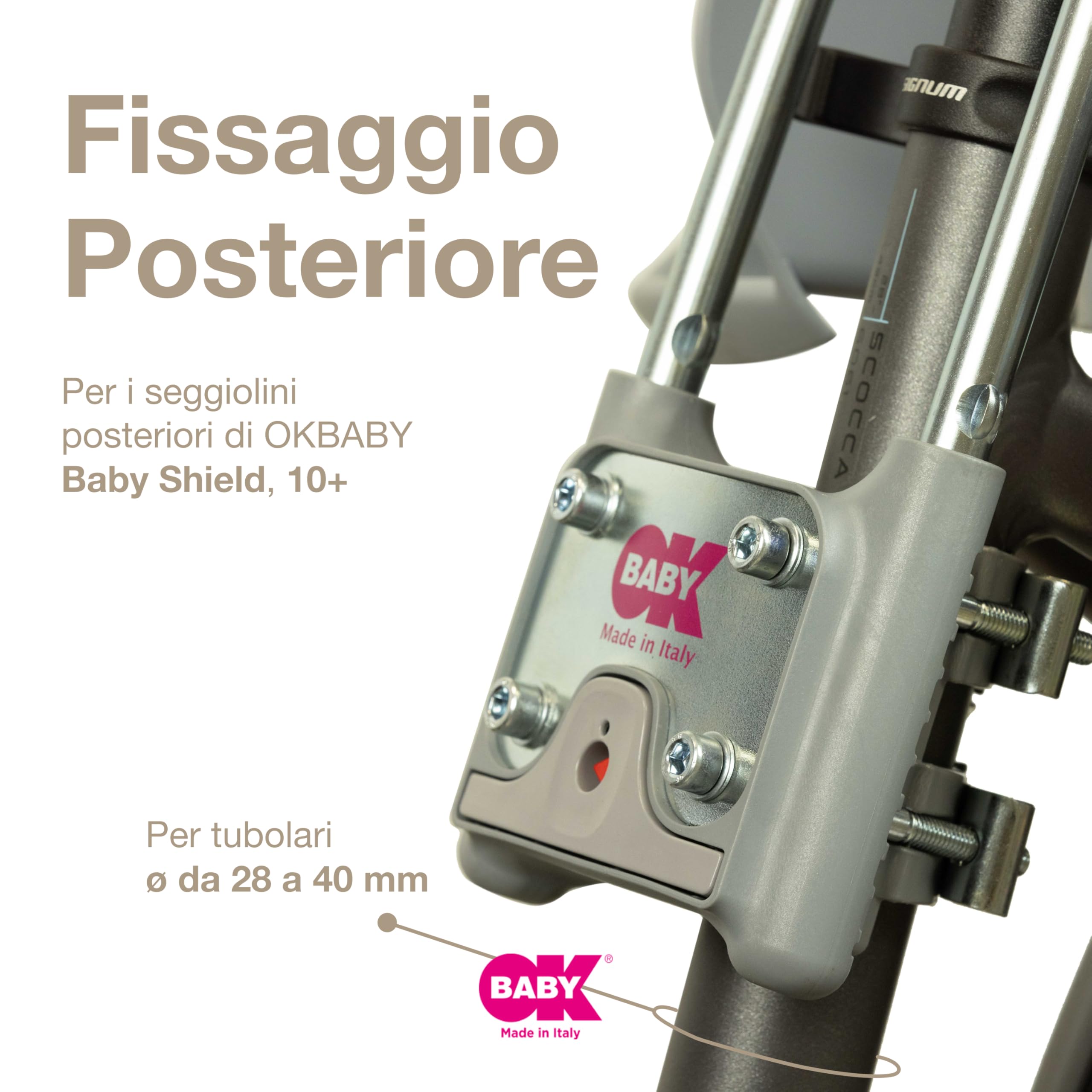 OKBABY Blocco di Fissaggio Bici per Seggiolini Posteriori Baby Shield Sirius 10+ Eggy