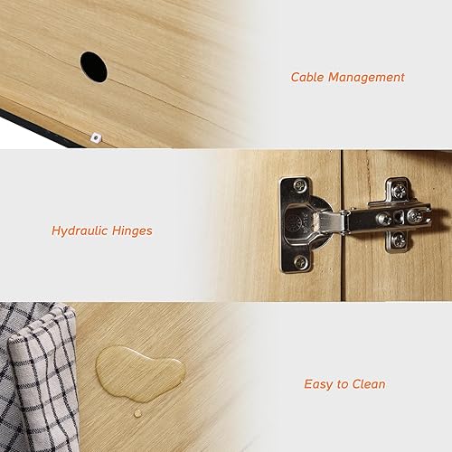 Miniatura 5 de WAMPAT Moderno soporte de TV para televisores de 32 a 75 pulgadas, centro de entretenimiento de madera con armarios de almacenamiento, mesa consola