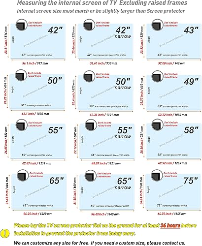 Miniatura 2 de 42" 43" 49" 50" 52" 55" 58" 65" 75" Protector de pantalla anti UV TV TV interior y exterior anti pantalla azul luz helada película anti-reflexión