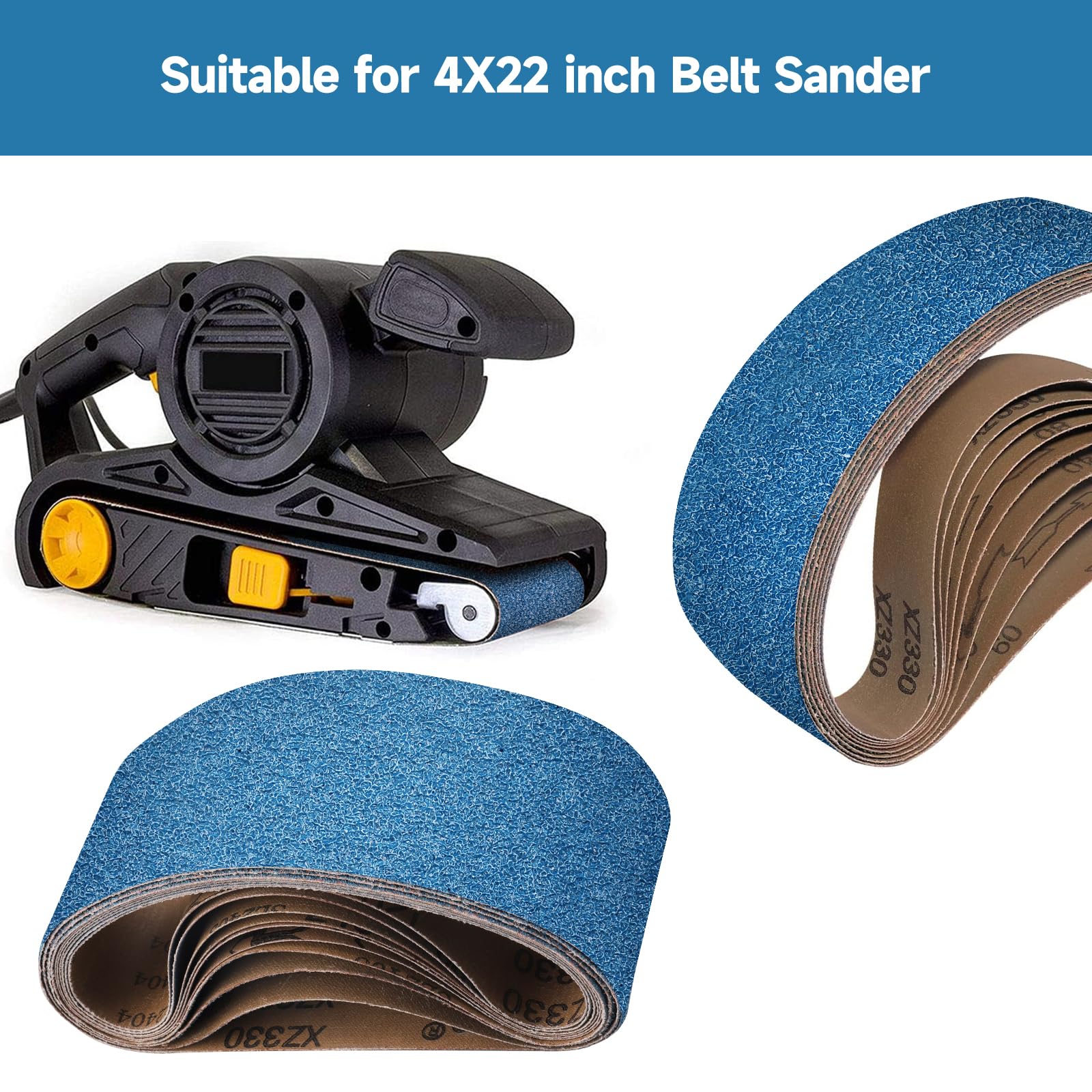 Abrasif Oxyde Aluminium Ponceuse Bandes Abrasives Powertec Grain 60 - 100x610mm - Lot De 10 - Oxyde D'aluminium Qualité Pro Ponceuse à Bande Makita