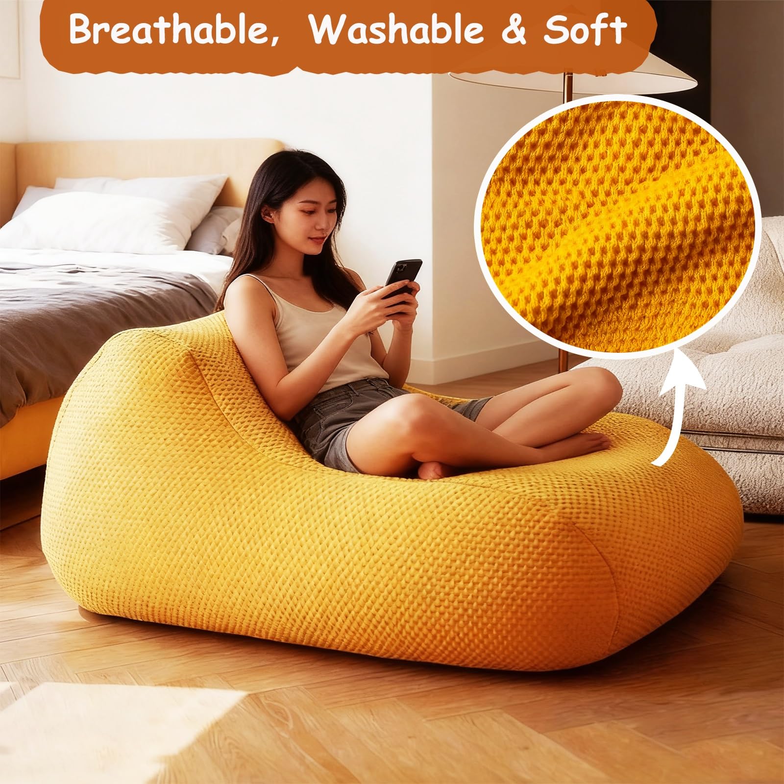 Housse de Pouf en Fibre de Ruche (sans Rembourrage) Ultra Douce na kanapki, Komfortowy, dla Animal en Peluche, dla Salon, siège au Sol, Szezlong dla dorosłych