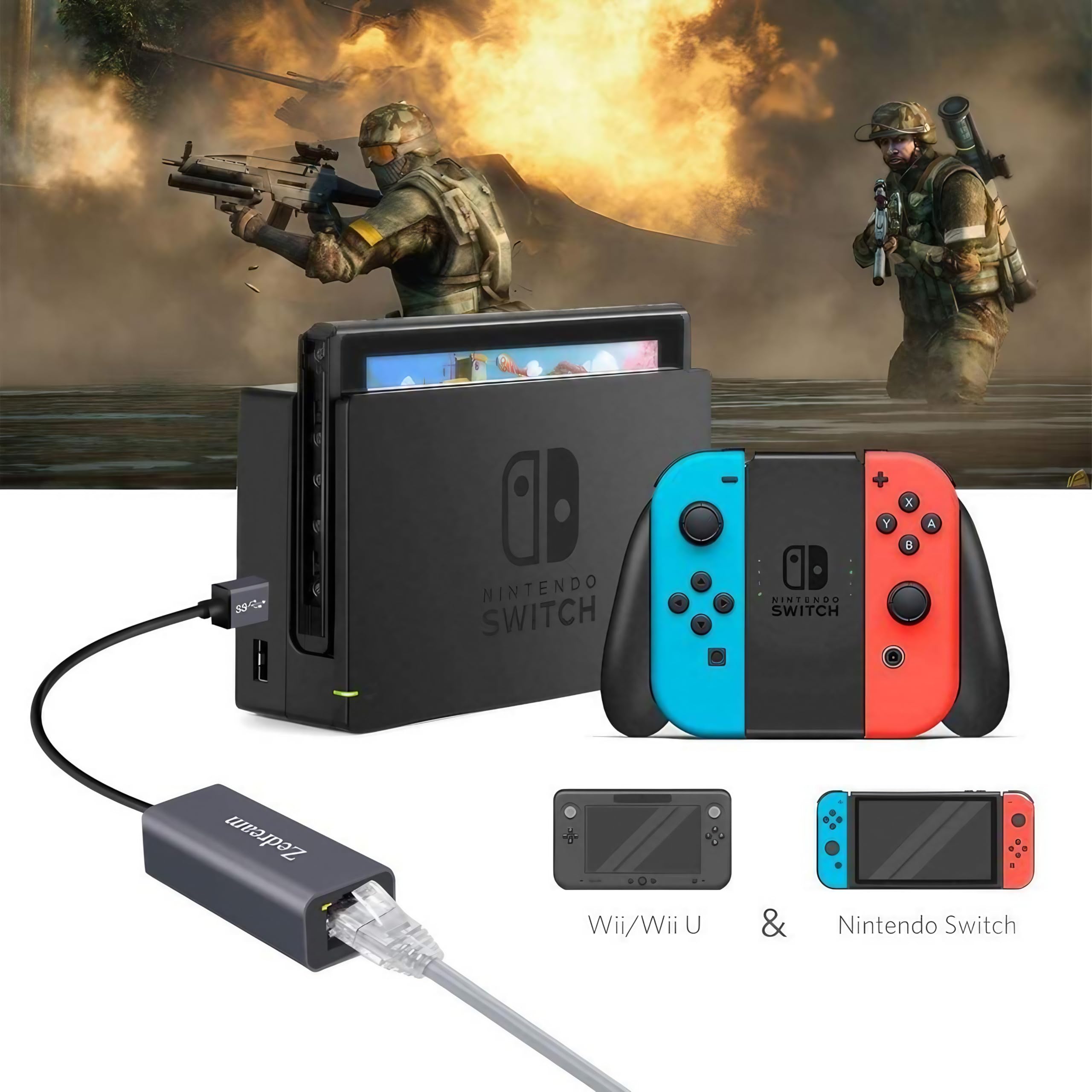 Adaptador Ethernet para Switch Wii Nintendo Wii U rede LAN