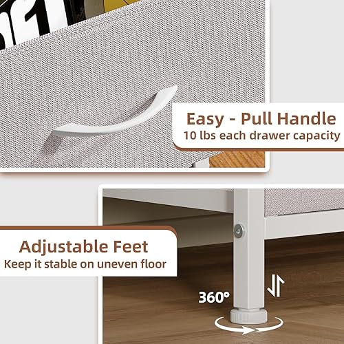 Miniatura 7 de Somdot - Mesita de noche con 2 cajones, pequeña con contenedores de tela extraíbles para dormitorio, cuarto de bebé, armario, sala de estar. Marco