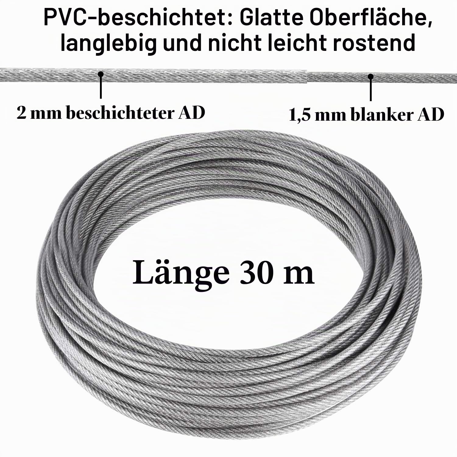 CHRORINE 44 Stück Gartendraht für Kletterpflanzen 30M Garten Drahtseil Kit 304 Edelstahl M5 Spannstraffer