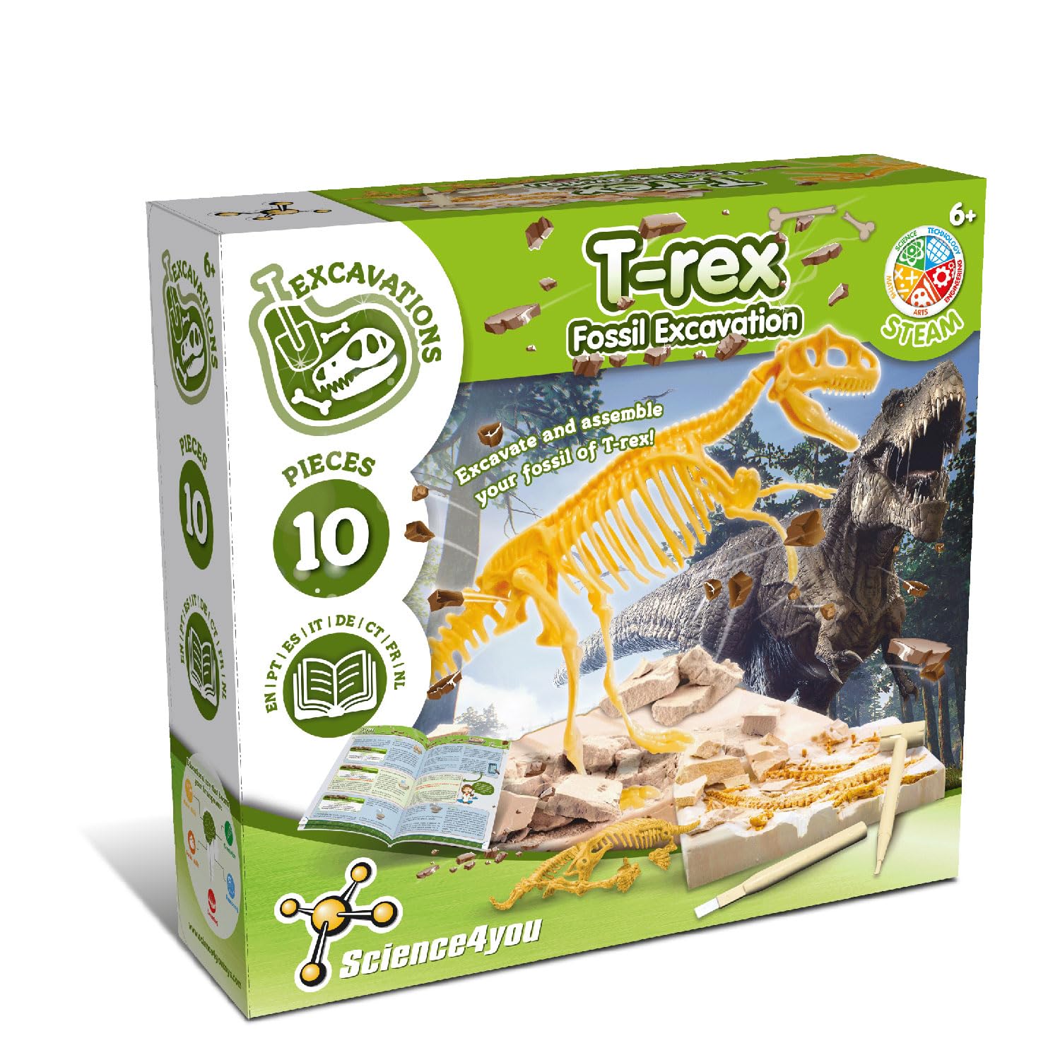 Science4you T Rex Excavaciones Fósiles para Niños - Juegos y Juguetes de Dinosaurios para Niño y Niña 6+ Años - Excava y Encuentra 10 Fosiles Dinosaurios para Niños - Regalos para Niños 6 7 8+ Años