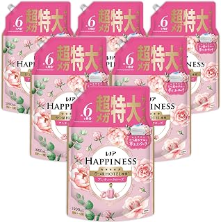 レノア ハピネス【ケース品】5つ星ホテルの夢ふわタッチ 柔軟剤 アンティークローズの香り 詰め替え 1900mL×6袋