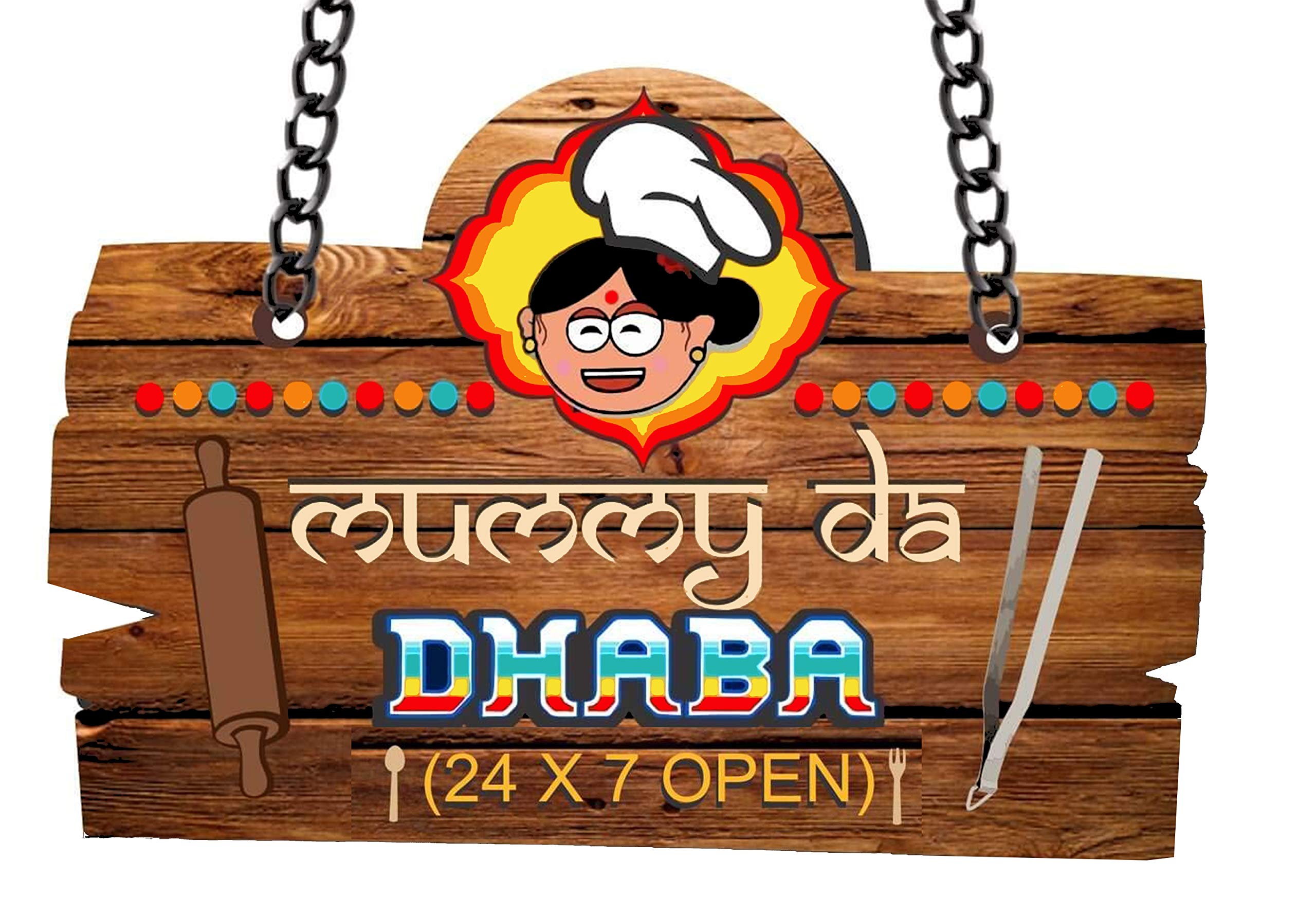 orgner Gift for Grandma Printed Mummy DA DHABA Kitchen Board The Gift for Mom on her Birthday, Anniversary, Mother’s Day, Home Décor. Size 7 x 11 Inch