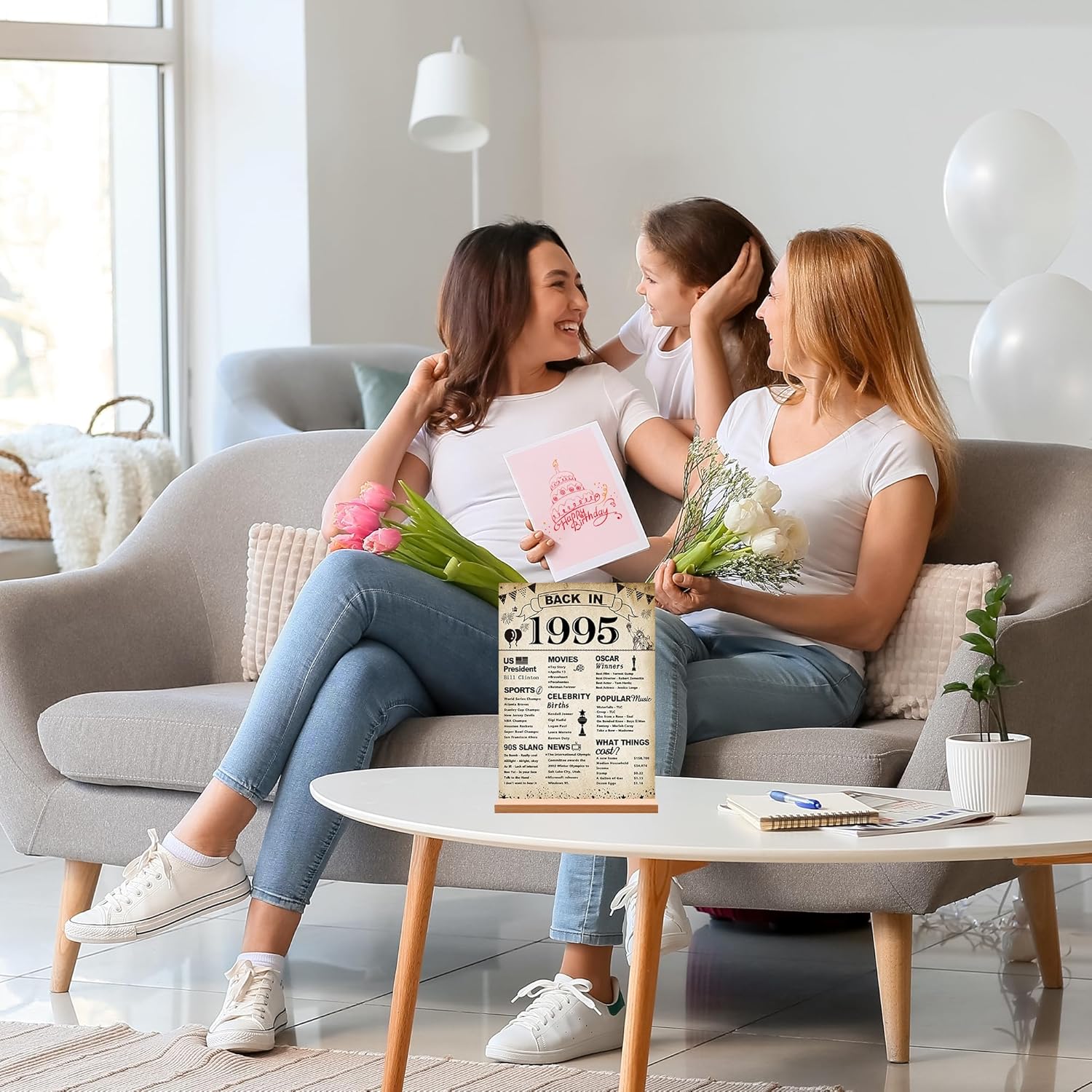 DARUNAXY 31st Birthday Party Decorations, Vintage Back in 1995 Poster Acrylic Sign with Stand 31 Year Old Party Supplies for Men& Women Vintage 1995 Table Decor 31st Anniversary Class Reunion Gifts - Image 8