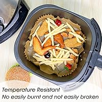 Vista 6 de 100 forros de papel desechables para freidora de aire, forros cuadrados para freidora de aire, papel pergamino antiadherente para freidoras de aire