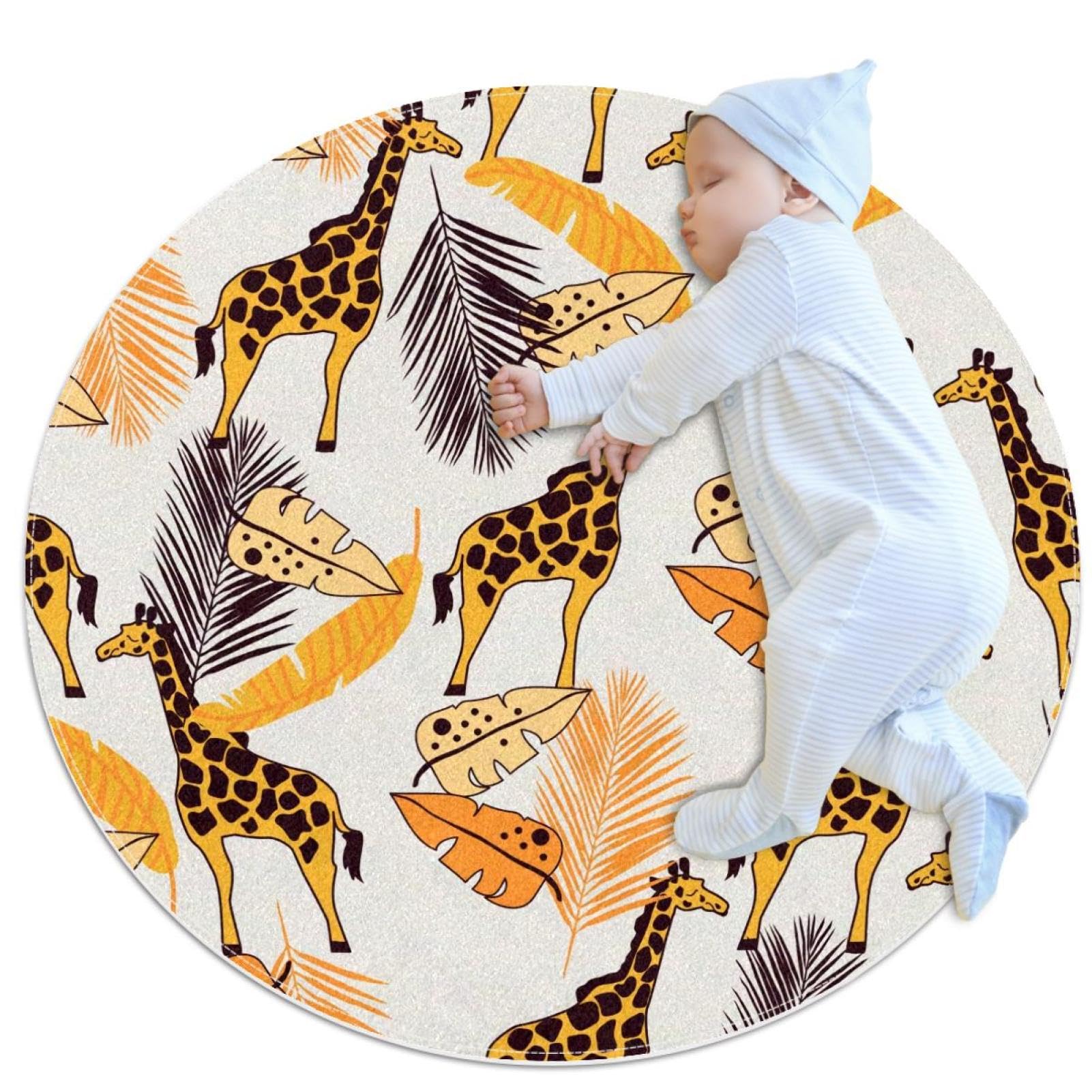 Tapis de salle de bain pour chambre d'enfant rond doux motif camomille