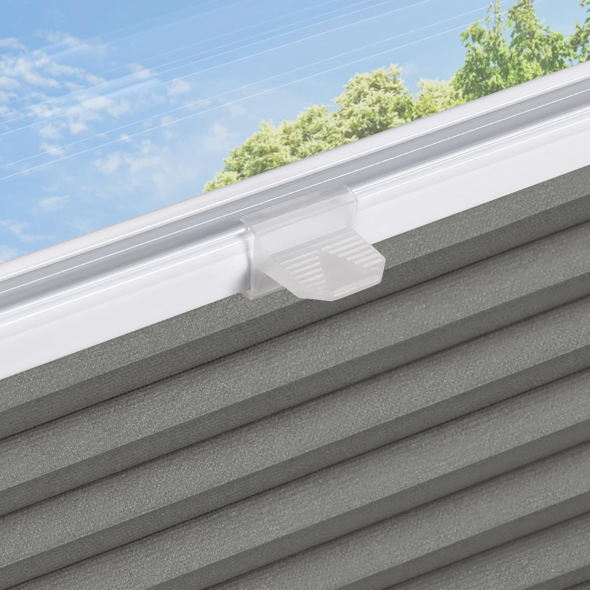 Jalousiescout Klemmfix Tende Plissettate a Nido d'Ape Senza Foratura, 40x140cm, grigio, Termiche Oscuranti, Protezione Sole/Privacy/Calore per Finestre e Porte