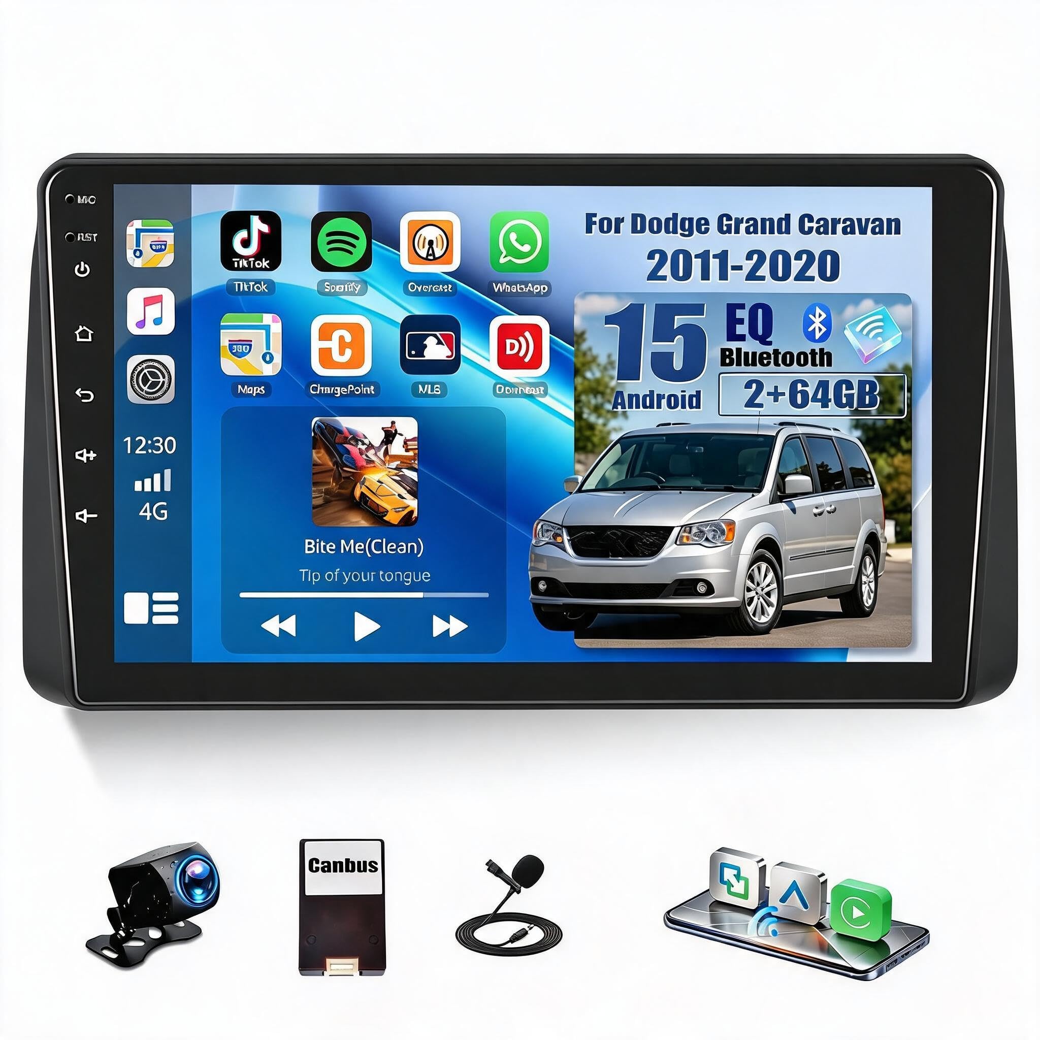 2G 64G Android 13 Car Stereo Carplay Radio for Dodge Grand Caravan 2011-2020 / for Chrysler Town & Country 2012-2016 with Android Auto, 9” Touchscreen GPS Bluetooth 16EQ Hi-Fi/WiFi+Backup Camera&Mic-image-21